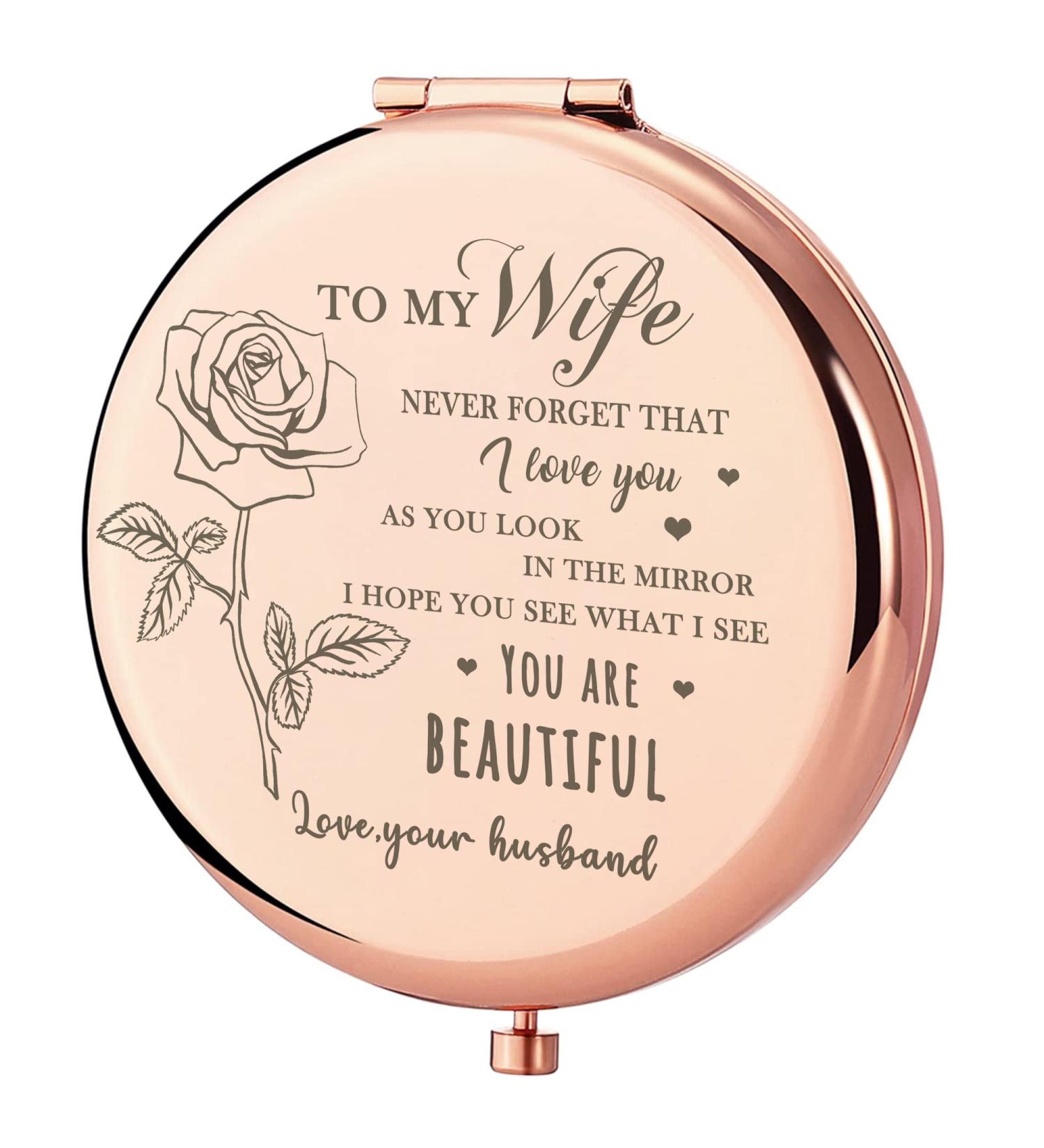 GAOLZIUY Gifts for Wife - Beautiful Wife Gift Rose Gold Compact Mirror  Birthday Gifts for Women  Wedding Anniversary  Valentines Day  Mothers Day for Wife Rose Gold-wife-1 rose gold-wife-1 - Buy Online on SooperMarket.com