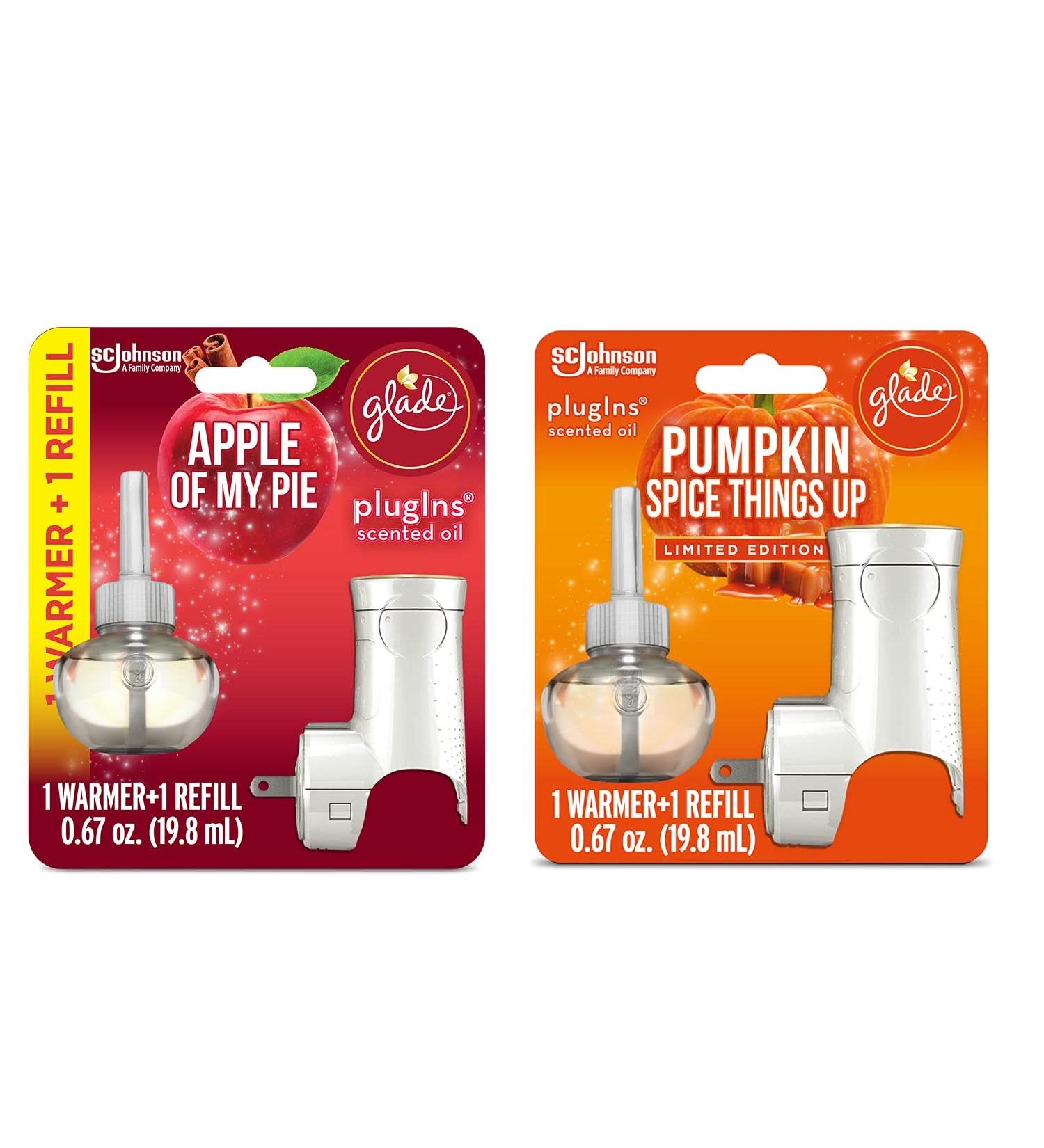Glade PlugIns Refills Air Freshener Starter Kit - 2 Warmers & 2 Refills Pumpkin Spice & Apple of My Pie - Scented Oil for Home & Bathroom | International Shipping Available - Buy Online on SooperMarket.com