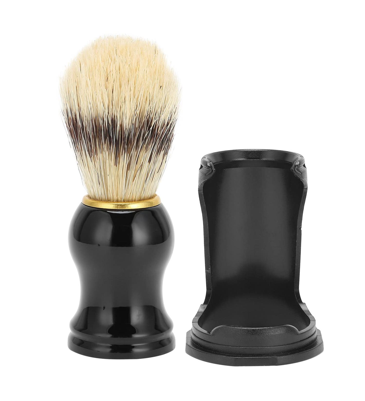 Premium Men's Shaving Brush - Soft Hair Razor Brush with Black Dripping Tape Holder for Facial Cleaning & Grooming - Buy Online on SooperMarket.com
