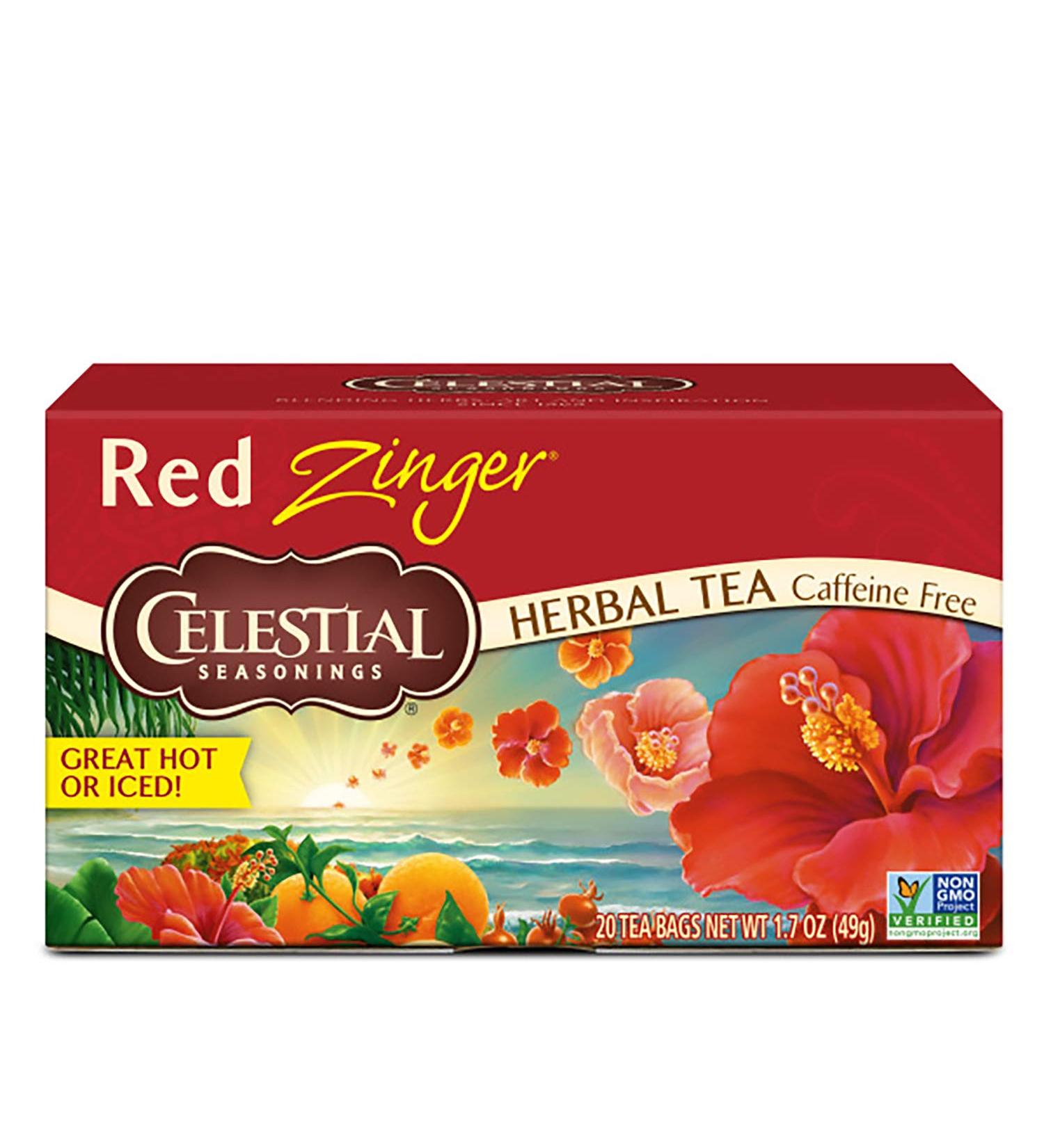 Celestial Seasonings Red Zinger Herbal Tea - Caffeine Free, 20 Tea Bags x 6 Packs - Buy Online on SooperMarket.com