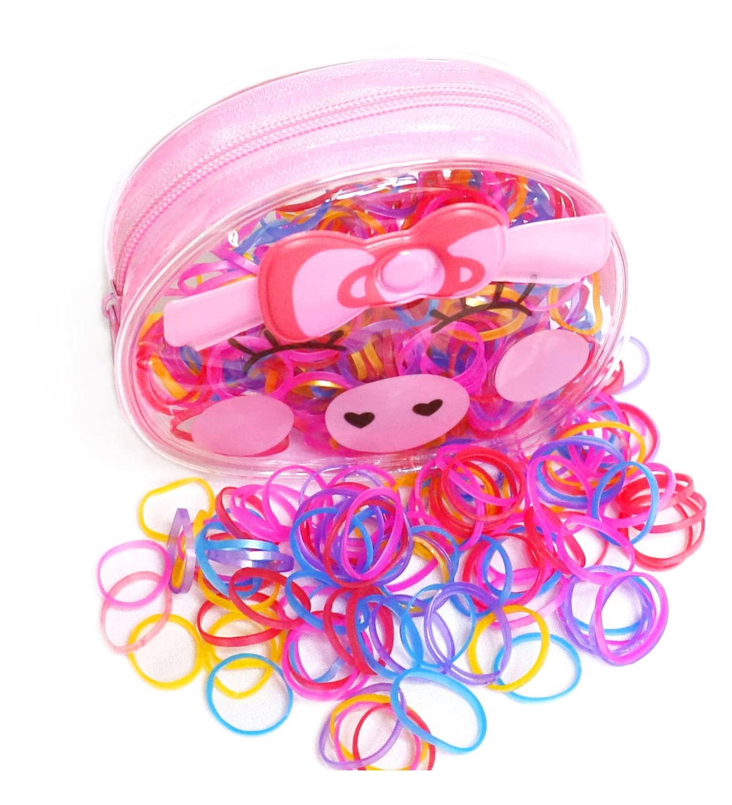 Fontee 400-Piece Multi-Colored Hair Ties for Baby Girls | Elastic Rubber Bands with Pearl Gloss | Perfect for Fine Hair - Buy Online on SooperMarket.com