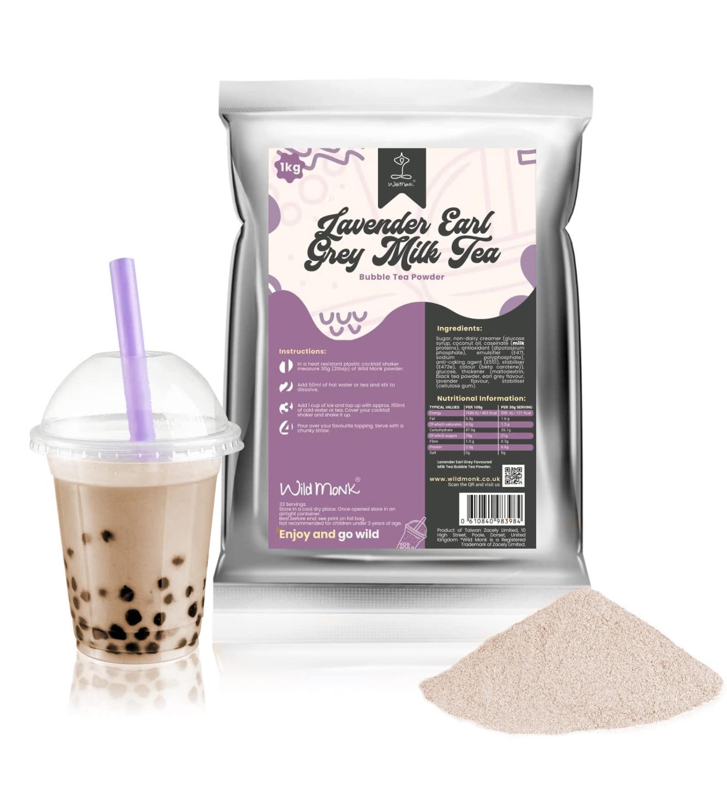 Lavender Earl Grey Milk Tea Premium Bubble Tea Powder (1 kg) 33 Servings - Make Bubble Tea at Home - Ideal for Frappes Coffee Boba Tea Milkshakes - Gluten Free Halal Certified - Buy Online on SooperMarket.com