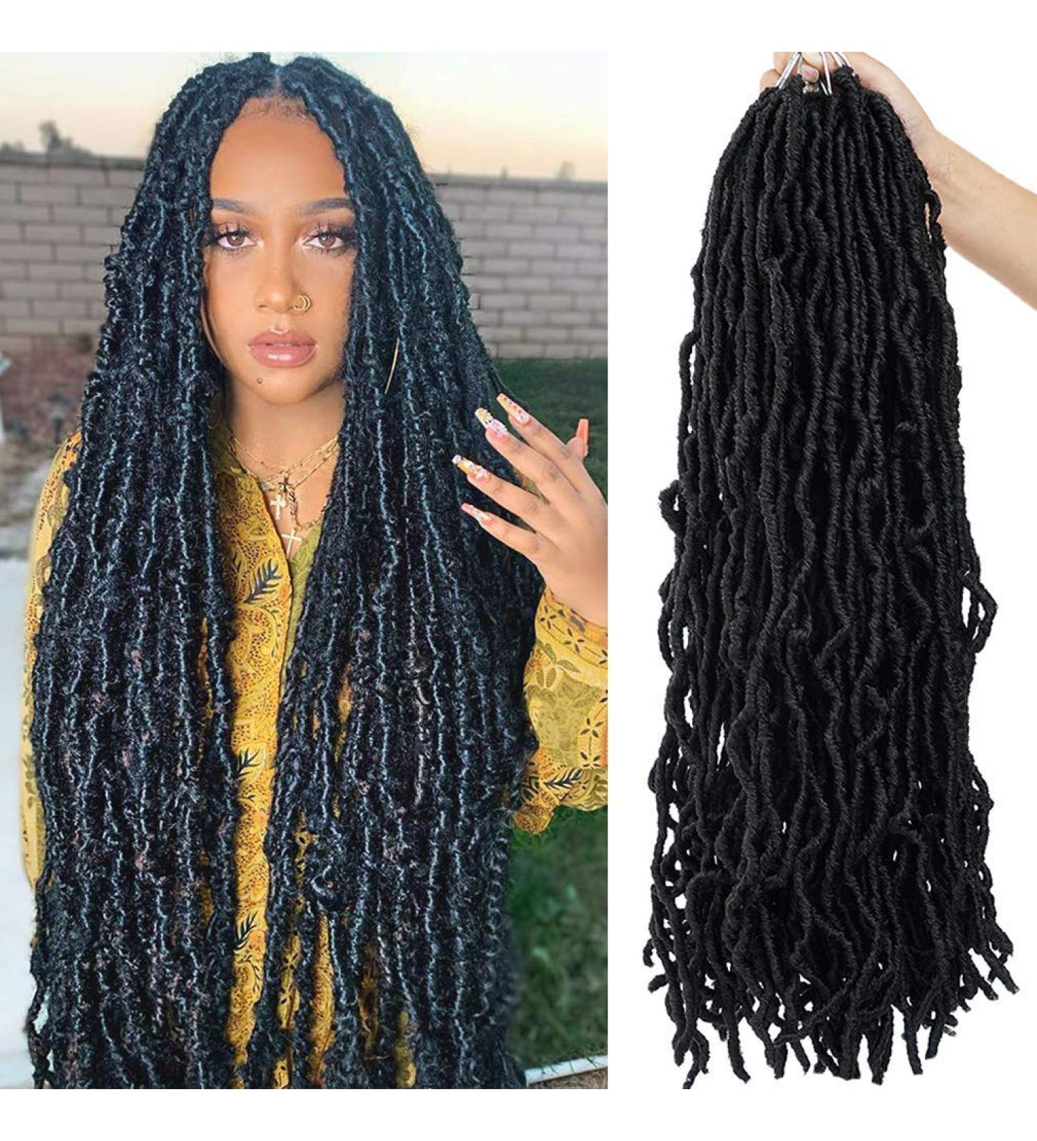 Youngther 24 Inch Faux Locs Crochet Hair 6-Pack - Pre-looped Synthetic Braiding Hair for Black Women (1B) - Buy Online on SooperMarket.com