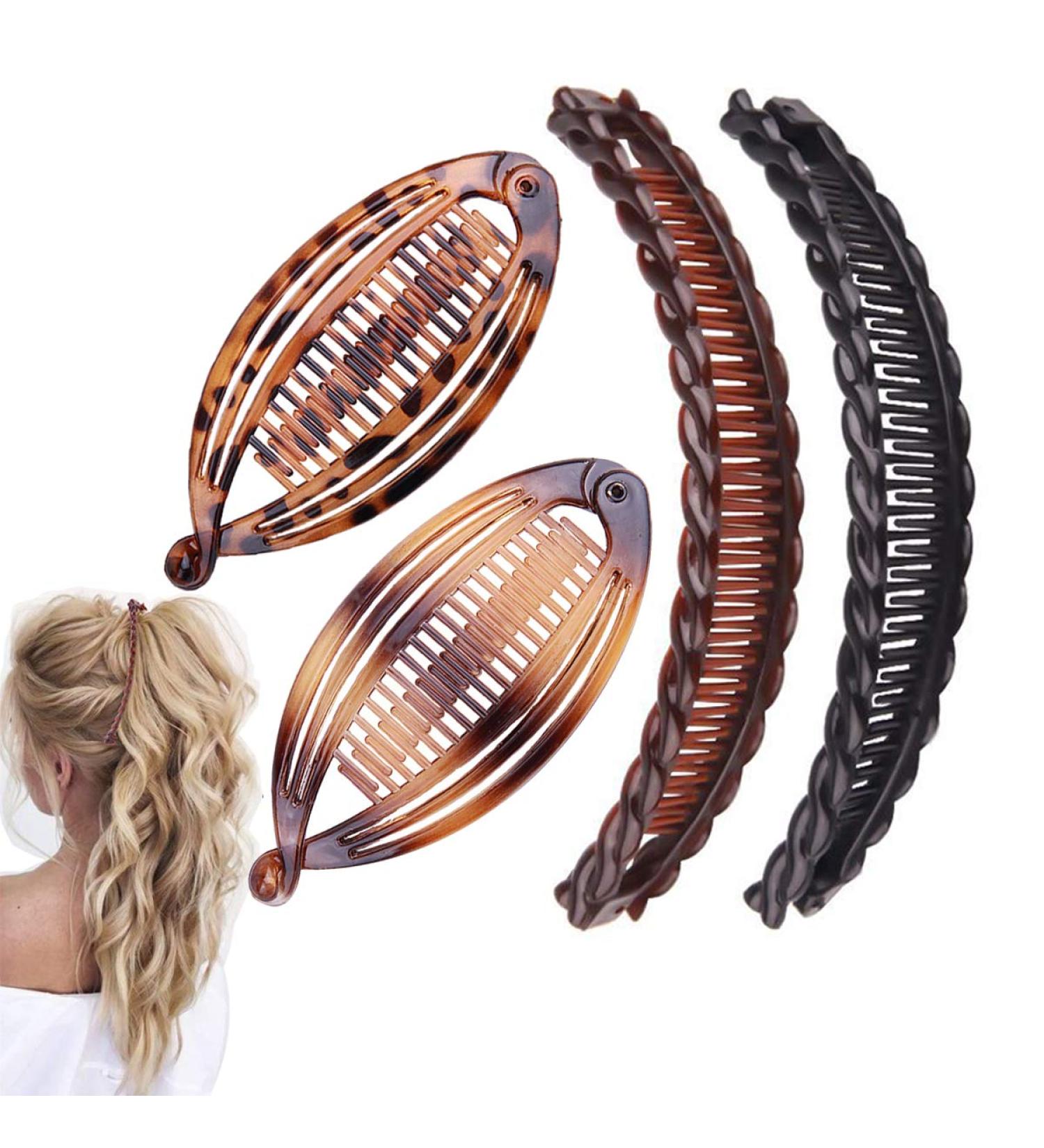 Aaiffey 4pcs Banana Hair Clips Vintage Clincher Combs for Thick Curly Hair - Double Clip Set for Women and Girls - Buy Online on SooperMarket.com