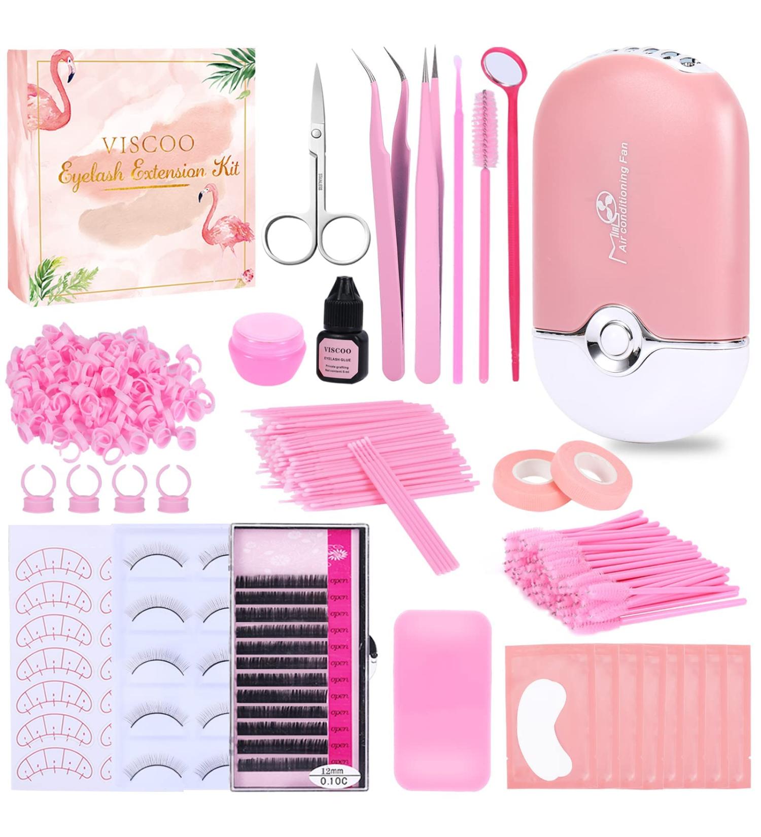 325 PCS Professional Lash Extension Supplies Kit - Pink | Lash Fan Clusters, Glue, Remover, Tweezers | Ideal for Beginners - Buy Online on SooperMarket.com