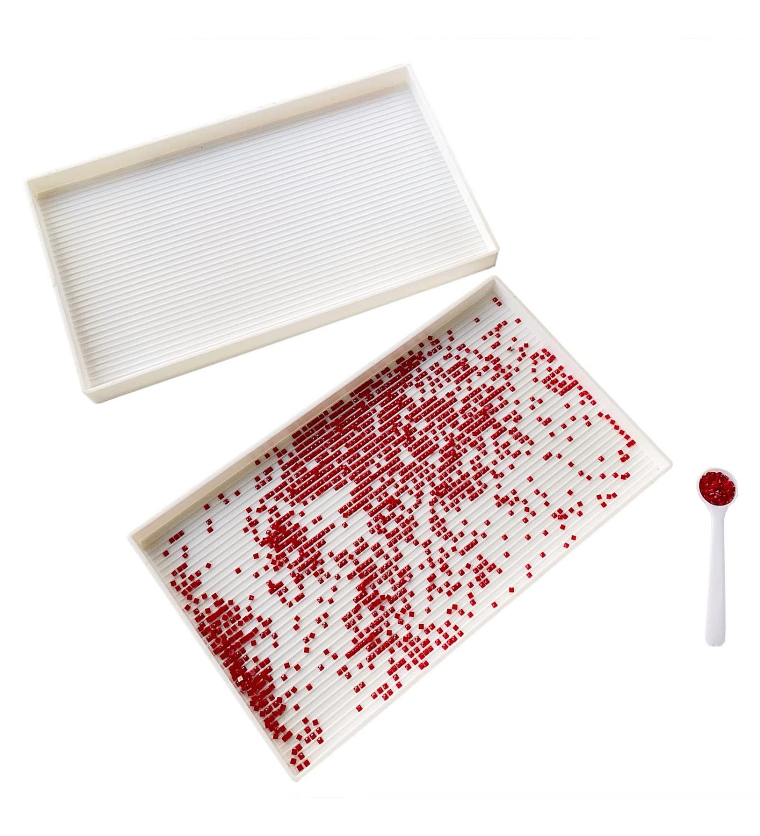 2 pcs 10x6 inch Diamond Painting Tray Organizer - Extra Large Plastic Trays for Beads & Diamond Art Accessories - DIY Gem Art Craft Tools - White (2 Trays 1 Spoon) - Buy Online on SooperMarket.com