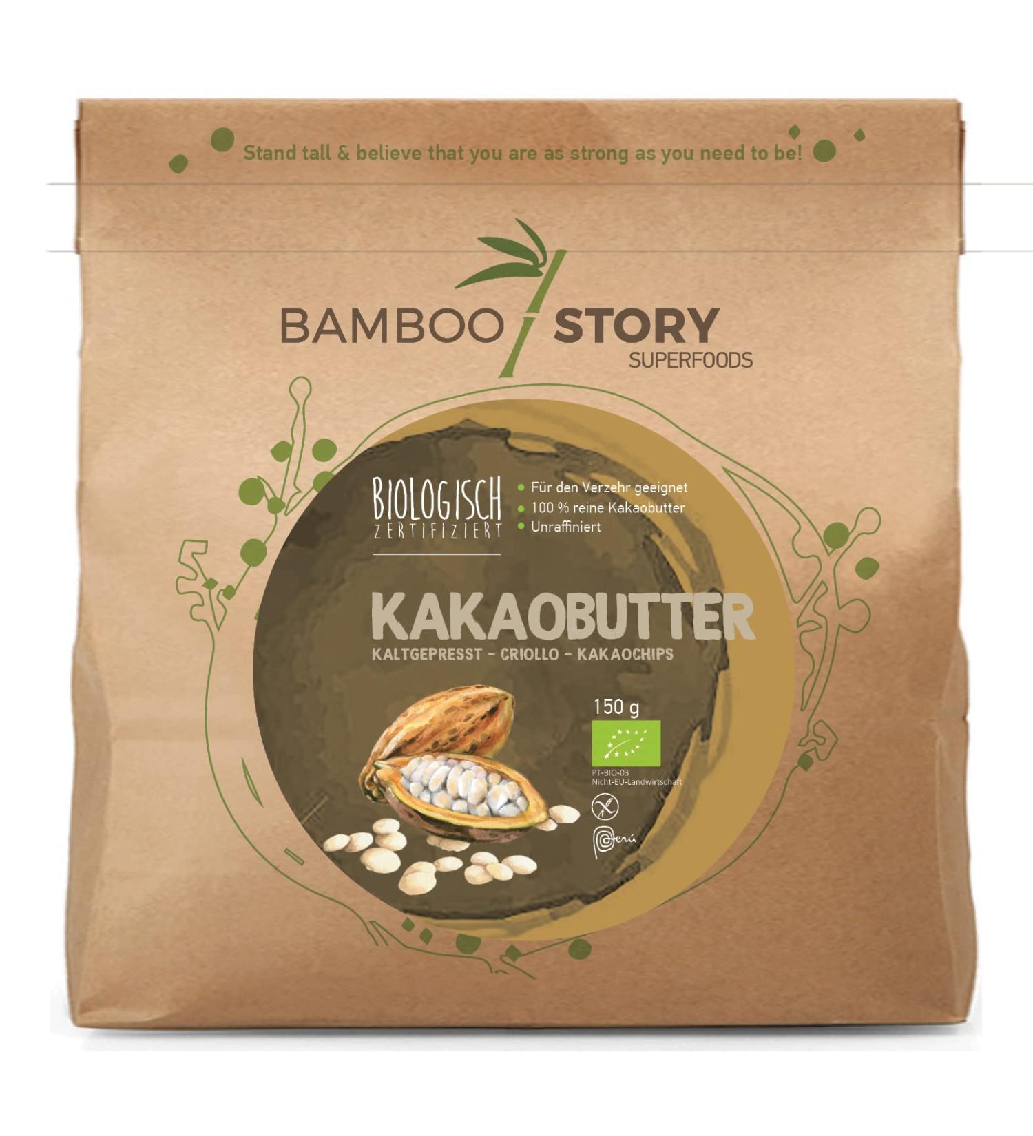 Buy NEW Bamboo Story Organic Cocoa Butter Cold Pressed Criollo Cocoa Chips | 150g | 100% Pure International Shipping Available - Buy Online on SooperMarket.com