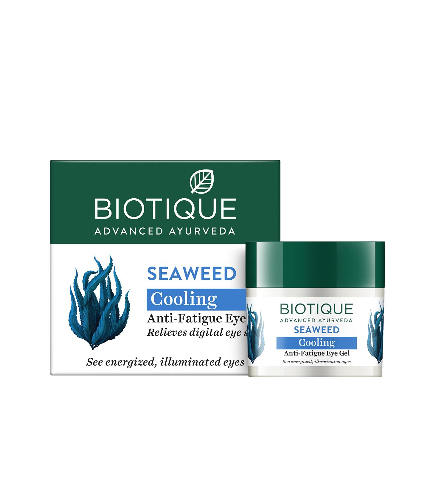 Biotique BIO SEA WEED Revitalizing Anti Fatigue Eye Gel 15 gm - Hydrating & Soothing Eye Treatment for Dark Circles, Puffy Eyes & Under Eye Patches - 0.5 Ounce - Buy Online on SooperMarket.com