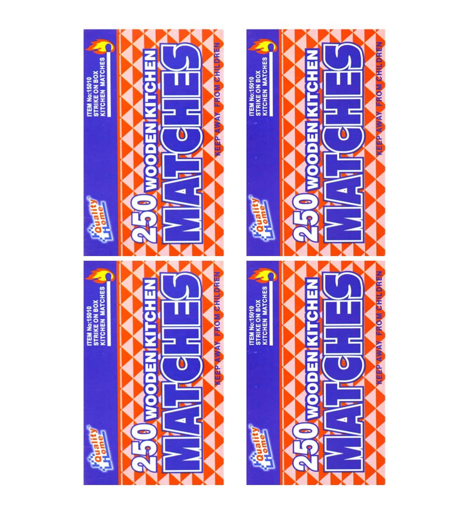 OCD Bargain Wooden Kitchen Matches 250 per Pack - Strike On Box for Candles, Kitchen, Camping, Outdoor - 4 Packs - Buy Online on SooperMarket.com