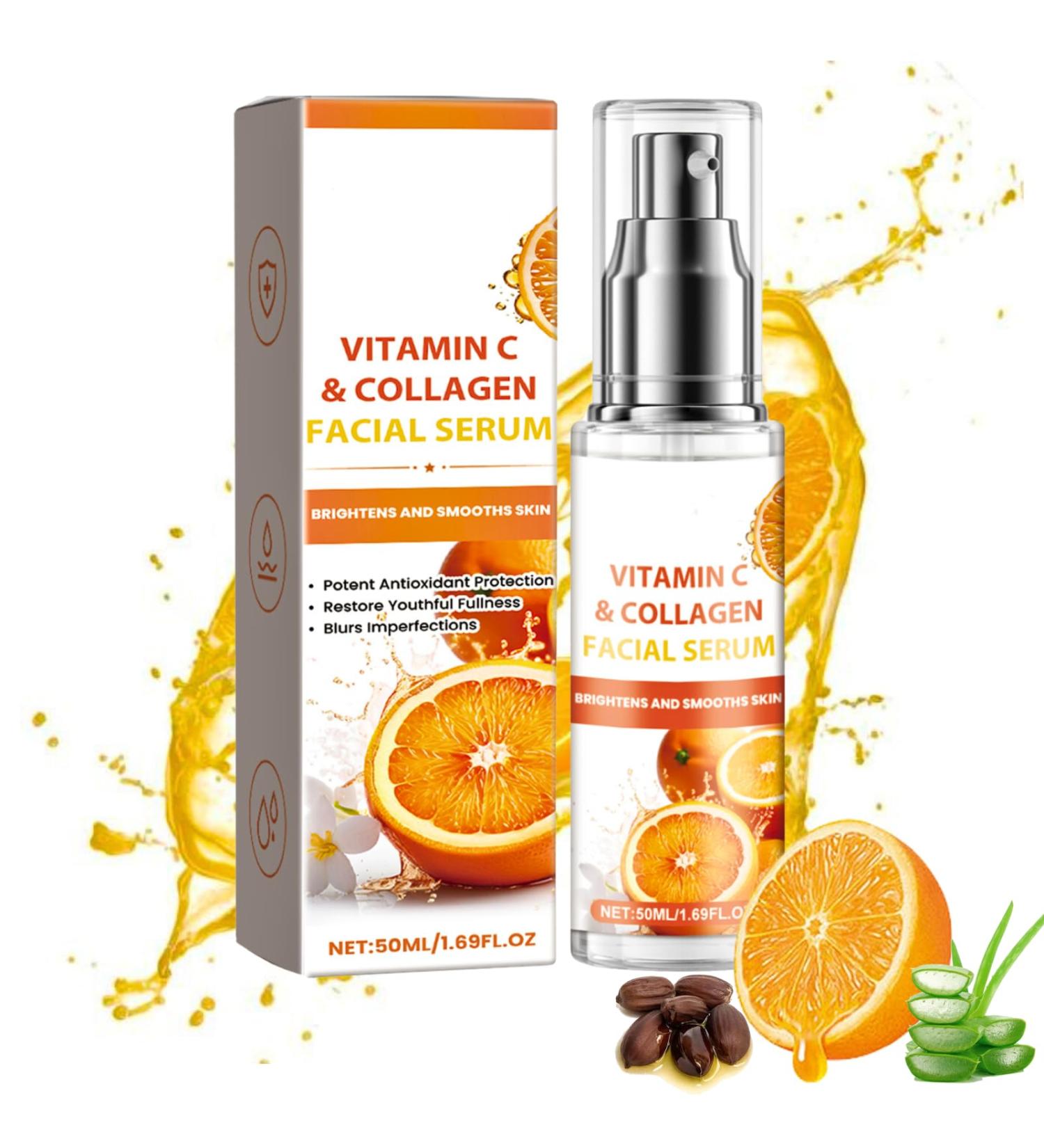 Vitamin C & Collagen Serum Vitamin C Serum For Face Face Serum For Skin Brightening Wrinkle Remover Anti Aging Serum Skincare for Anti-Wrinkle Acne Dark Spots Sun Damage Antioxidation 50ml - Buy Online on SooperMarket.com