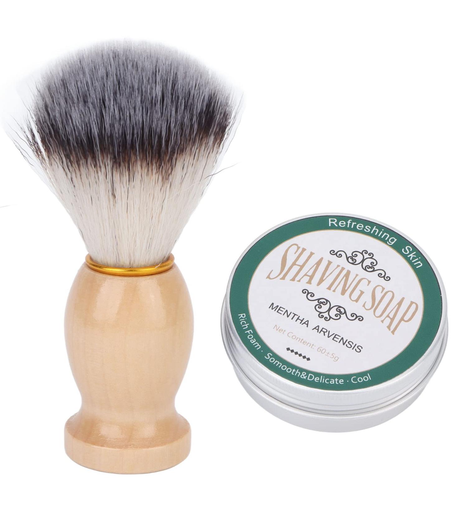Premium 2-Part Men's Shaving Set - 60g Mint Fragrance Soap & Brush | Best Shaving Brush for A Smooth Shave - Buy Online on SooperMarket.com