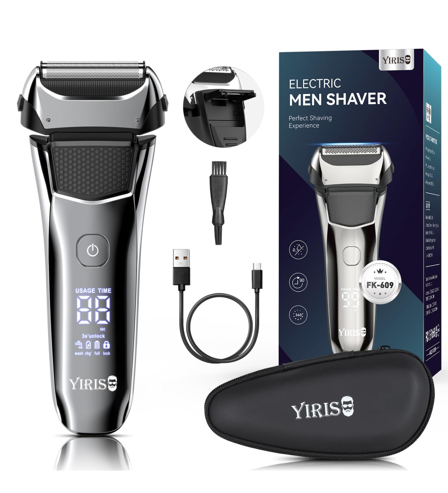 Buy Electric Shaver for Men - Rechargeable Foil Razor with Beard Trimmer LED Display Travel Lock & USB-C Charging - Perfect for Wet/Dry Shaving - Buy Online on SooperMarket.com
