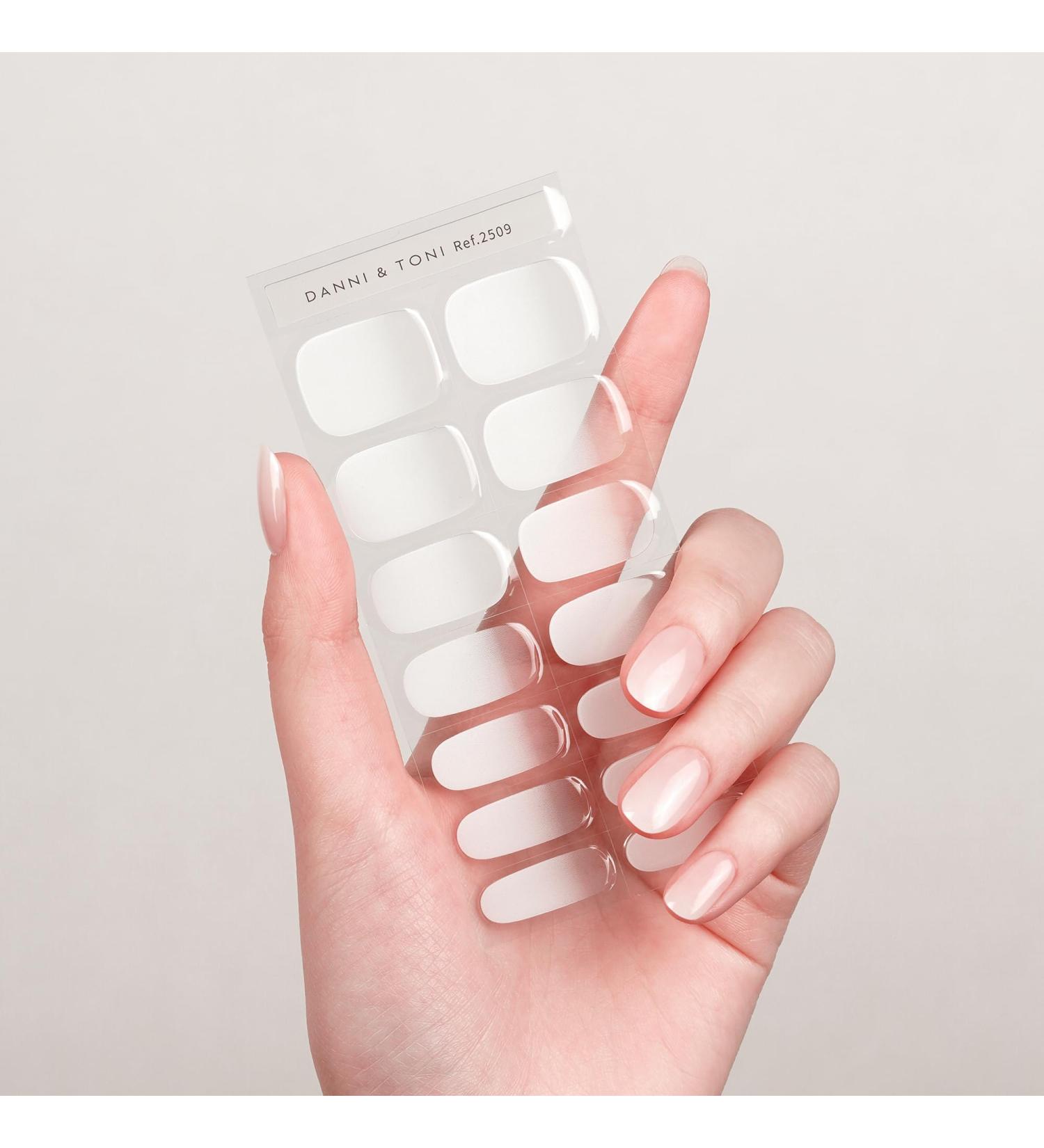 Danni & Toni Frosty Veil Half Hardened Gel Nail Foils - White Gradient UV Nail Design | Self-Adhesive 28 Stickers - Buy Online on SooperMarket.com