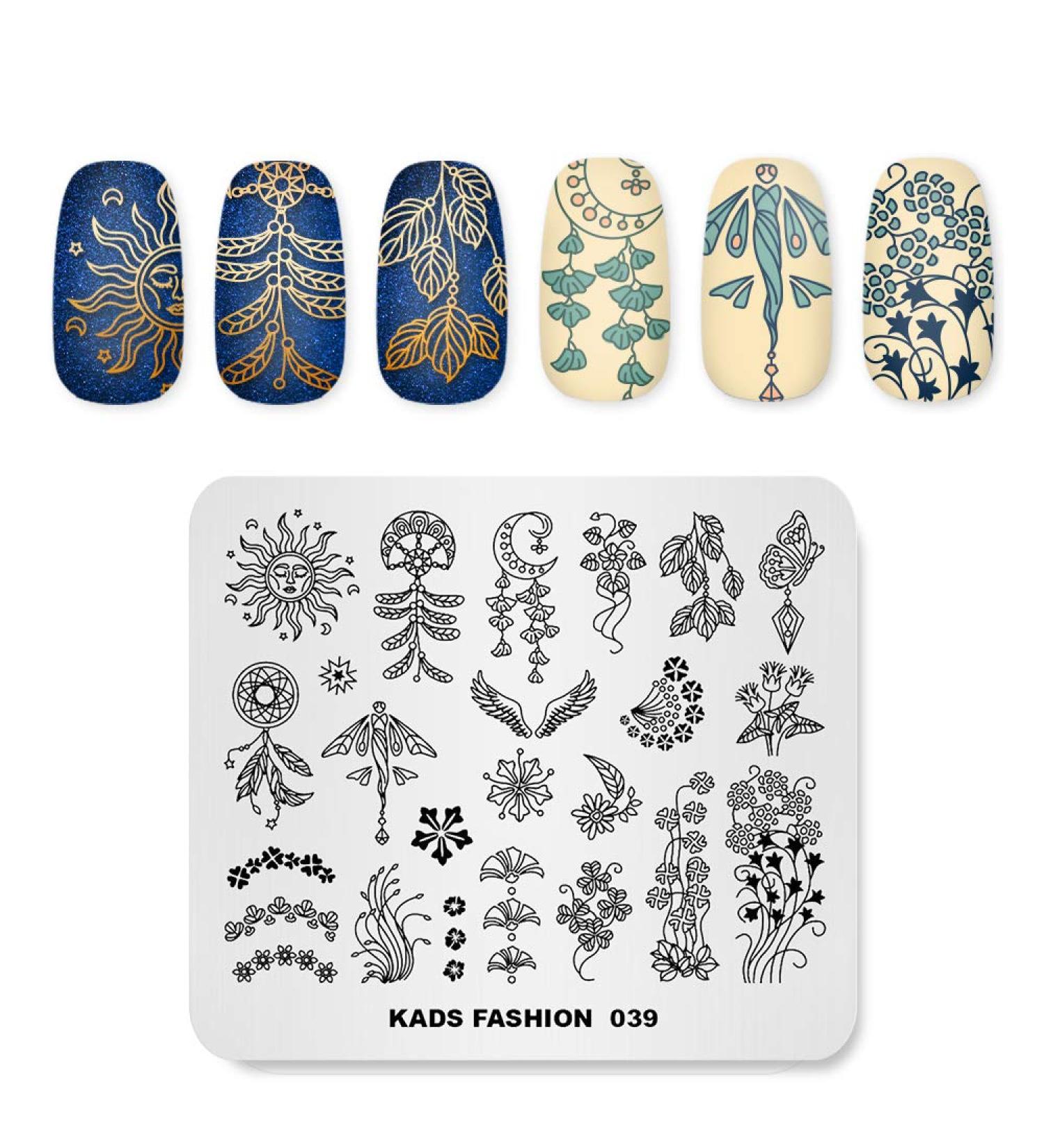 Alexnailart Nail Stamping Printing Plate Template Image Plate Stamper Scraper Sun Dreamcatcher Butterfly Wing Pattern Nail Art Decoration DIY Print Manicure Design FA039 - Buy Online on SooperMarket.com
