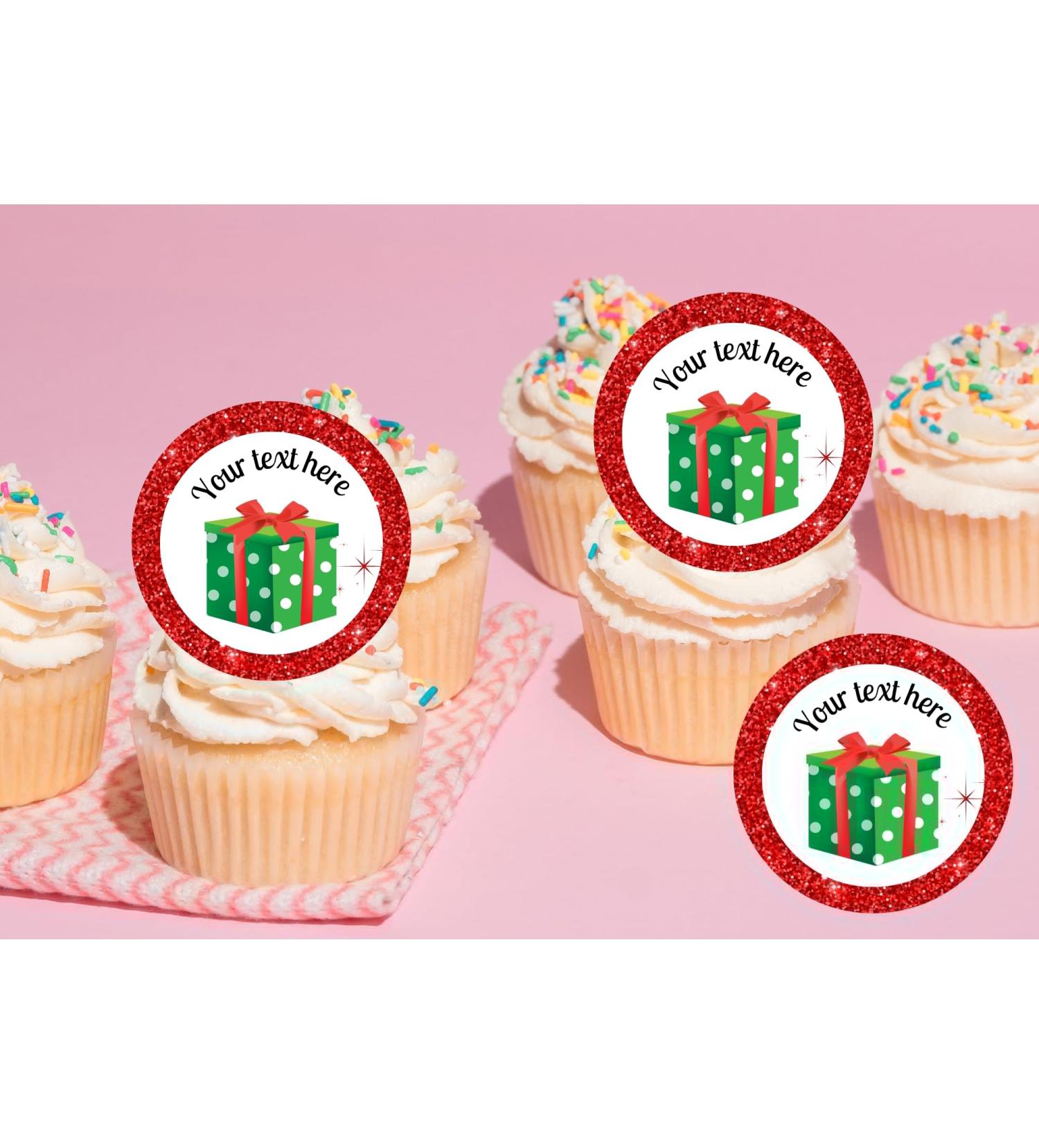 edible 20 x Christmas Personalised cupcake toppers uncut 7 (wafer card)