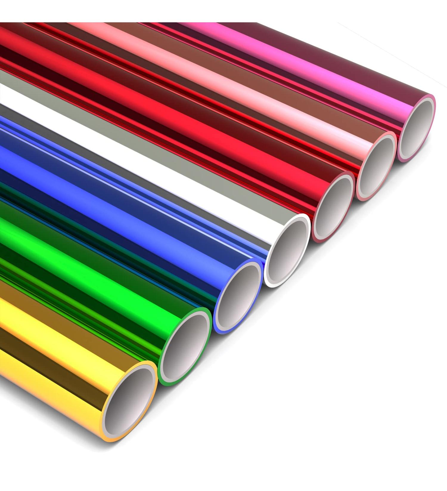 KASYU Transfer Foil Paper Bundle - 12inx9.84ft Heat Transfer Foil Roll - 7 Assorted Colors - for Cricut, Spellbinders, Foil Quill - Craft Gold Silver Blue Green - Buy Online on SooperMarket.com