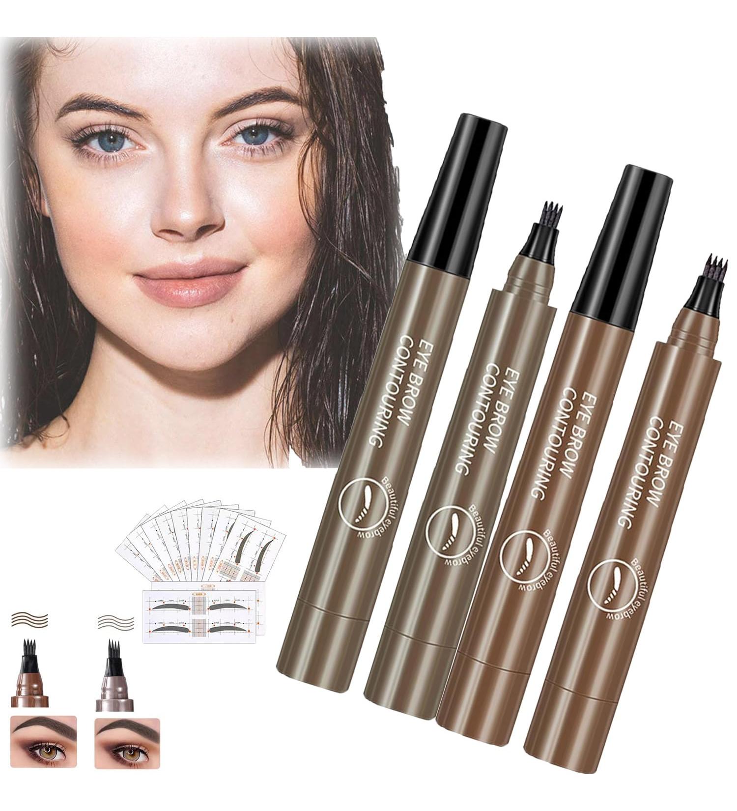 Glowly Secret Eyebrow Pen Glowly Secret Waterproof Natural Eyebrow Pen Glowly Secret 4 Tipped Precise Brow Pen 3D Microblading 4-Tip Eyebrow Pen Eyebrow Contouring Pen (01#+04#) - Buy Online on SooperMarket.com