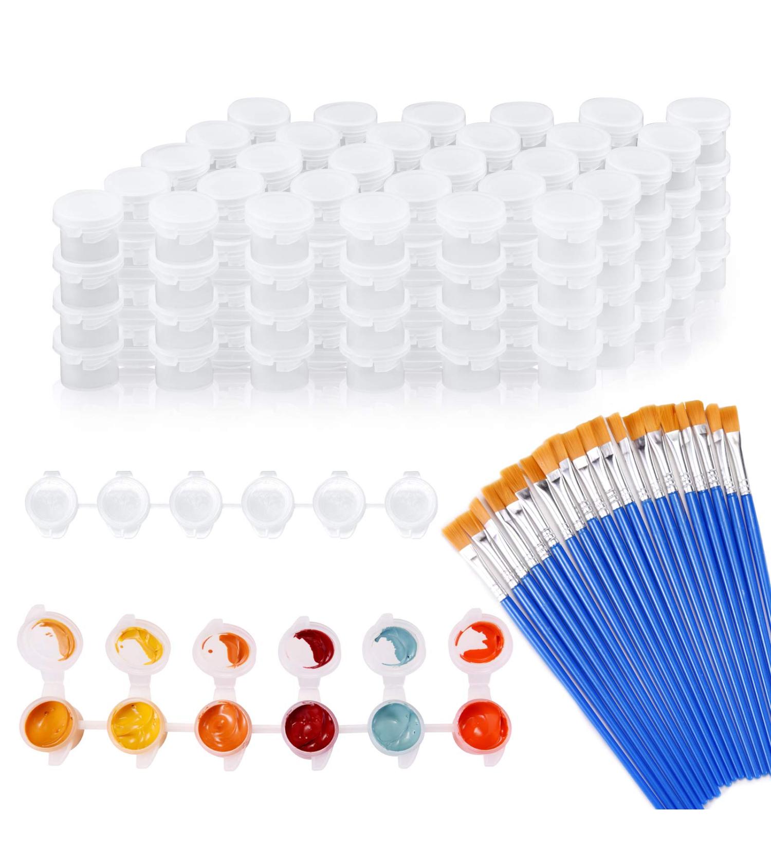 20 Strips 120 Pots Empty Paint Strips with Lids & 20 Paint Brushes - Arts Crafts Supplies for Kids & Schools (3ml/0.1oz) - Buy Online on SooperMarket.com