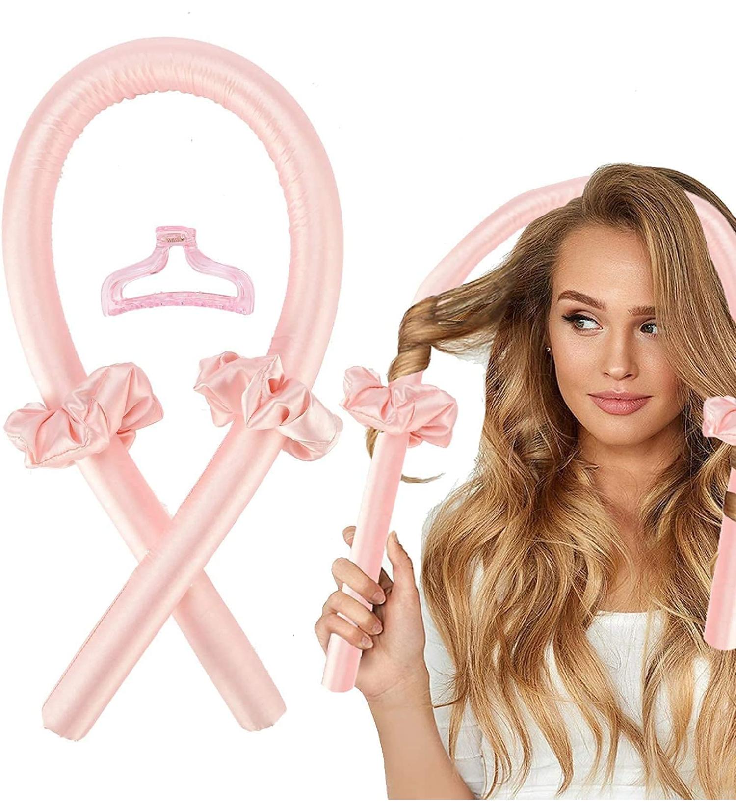 Heatless Curling Rod Headband - No Heat Wave Hair Curlers for Long & Medium Hair - Pink - Buy Online on SooperMarket.com
