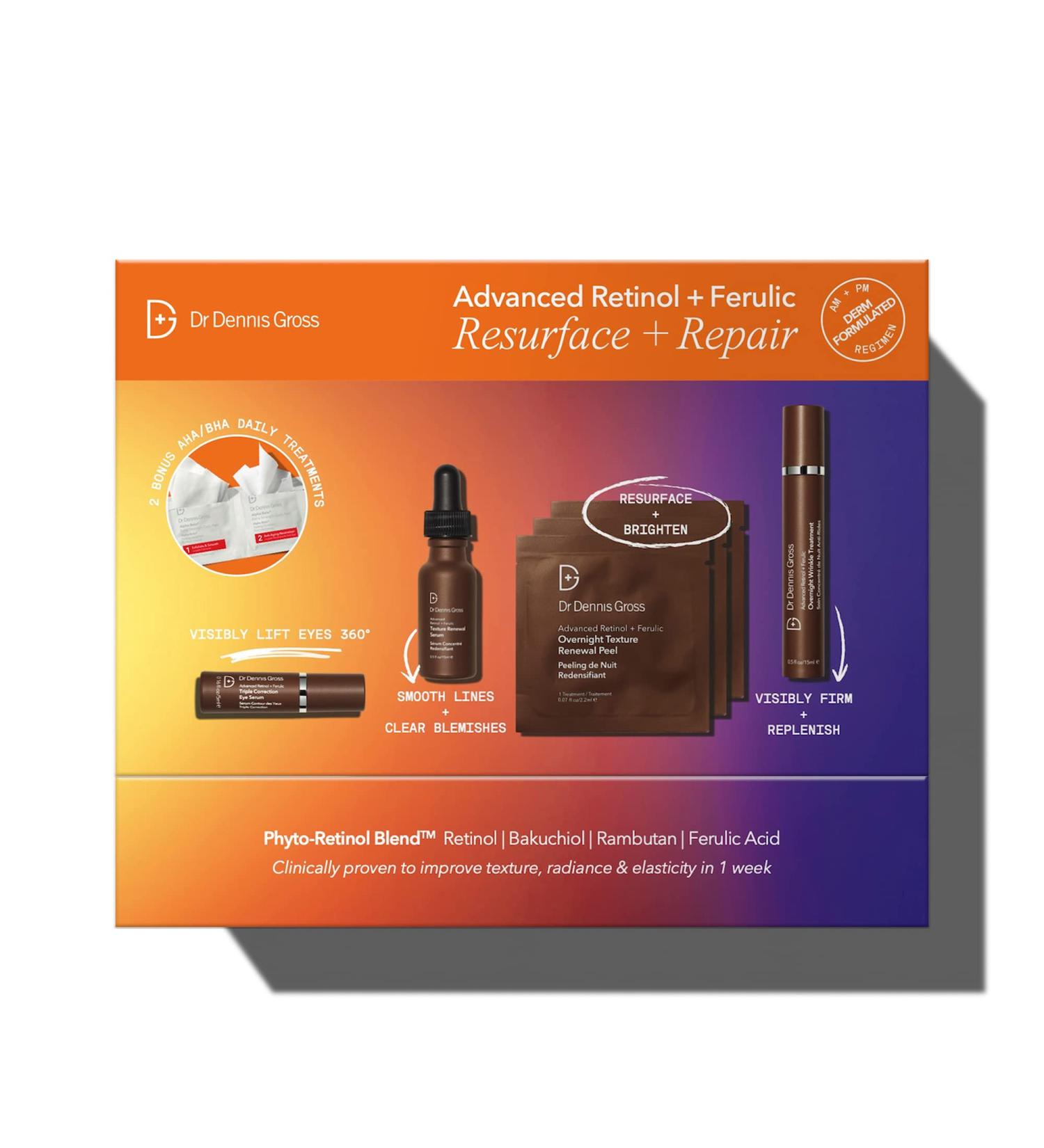 Dr. Dennis Gross Advanced Retinol + Ferulic Resurface + Repair Kit | Comprehensive Set for Complexion Repair - Buy Online on SooperMarket.com
