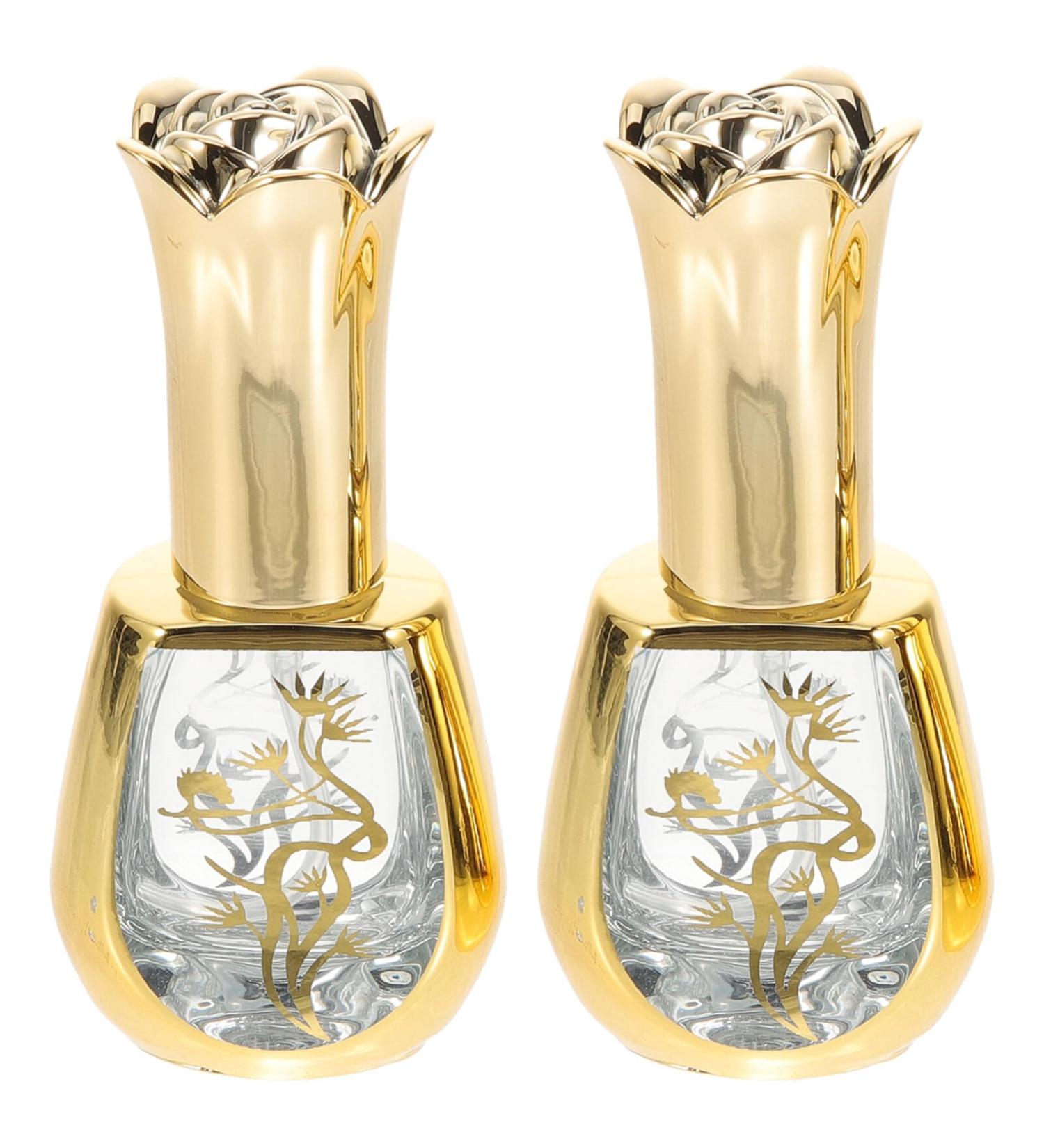 FRCOLOR Vintage Rose Glass Perfume Bottles - Refillable Spray Vial for Travel | 2pcs Essential Oil Bottle Set - Buy Online on SooperMarket.com