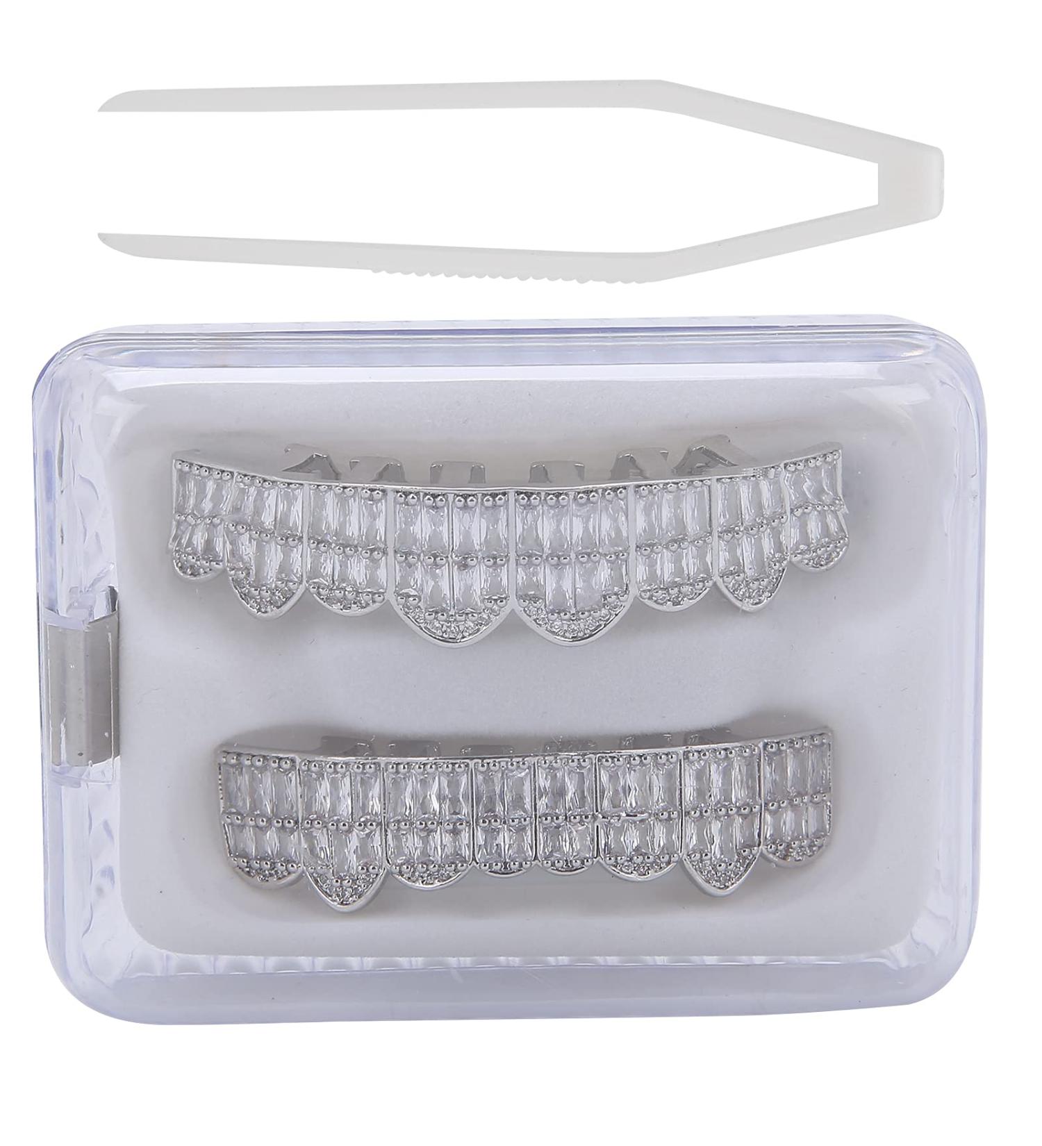 Dentures Gold Plated Brass Hip Hop Denture Set Tooth Decorative Bracket for Festivals(silver) - Buy Online on SooperMarket.com