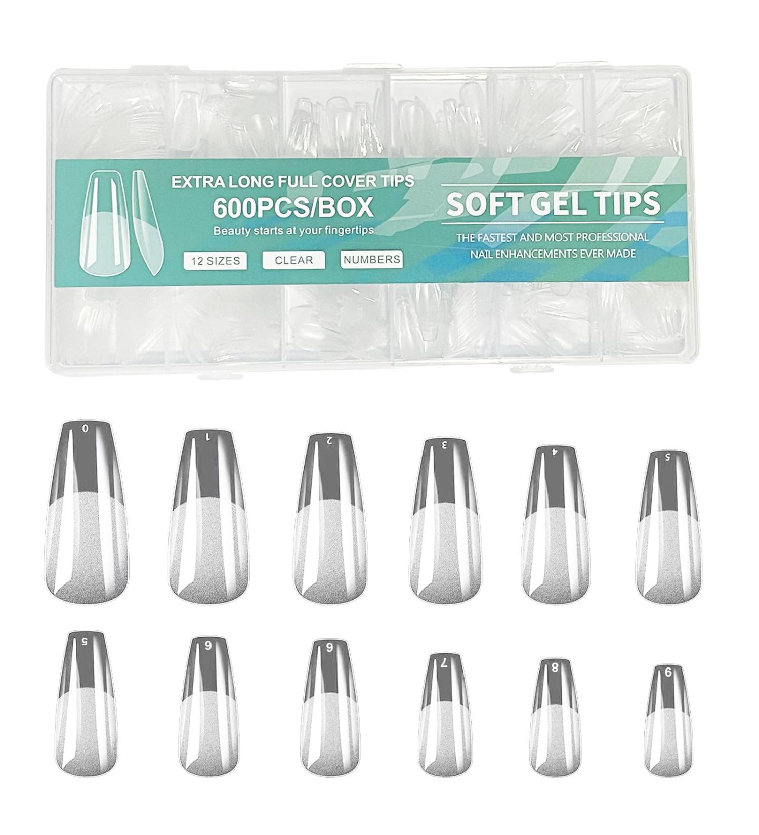 Short Nail Tips - 600PCS Half Matte Soft Gel Nail Tips Full Cover False Nails Tips Clear Acrylic Fake Nails Tips for Press On Nails Short 12 Size 600 PCS (600-Medium-B) B Medium - Buy Online on SooperMarket.com