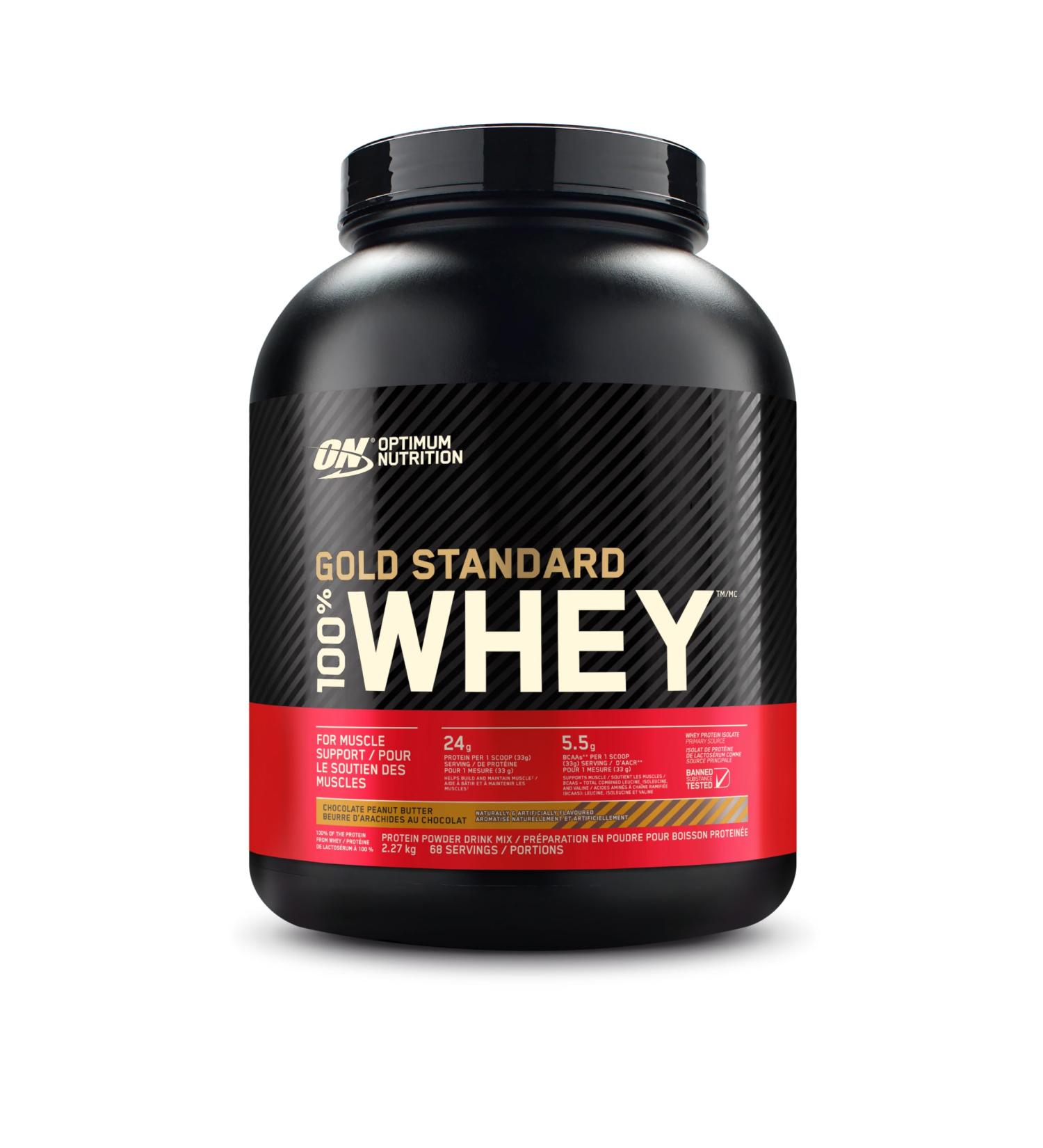 Optimum Nutrition Gold Standard 100% Whey Protein Powder 2.270g - Chocolate Peanut Butter - 68 servings (packaging may vary) Chocolate Peanut Butter 2.270g - Buy Online on SooperMarket.com