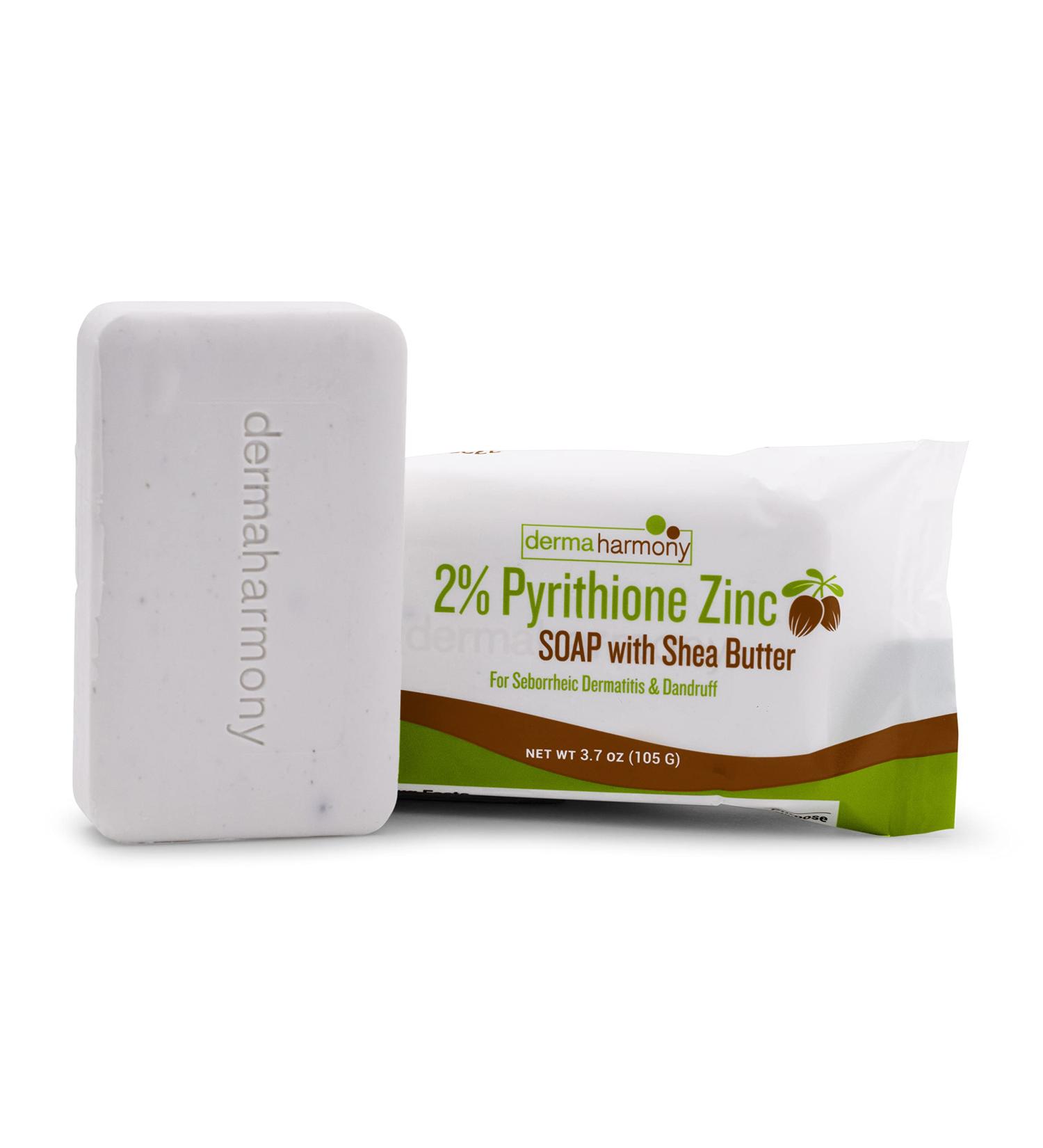 Dermaharmony 2% Pyrithione Zinc Shea Butter Bar Soap 4 oz for Seborrheic Dermatitis and Dandruff (4 oz)
