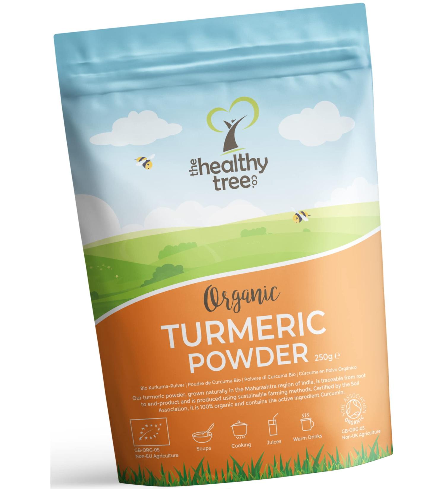 Organic Turmeric Powder 250g - Soil Association Certified Pure Curcumin Root Powder for Sauces, Soups, Curry, Meat, and Vegetables by TheHealthyTree Company - Buy Online on SooperMarket.com