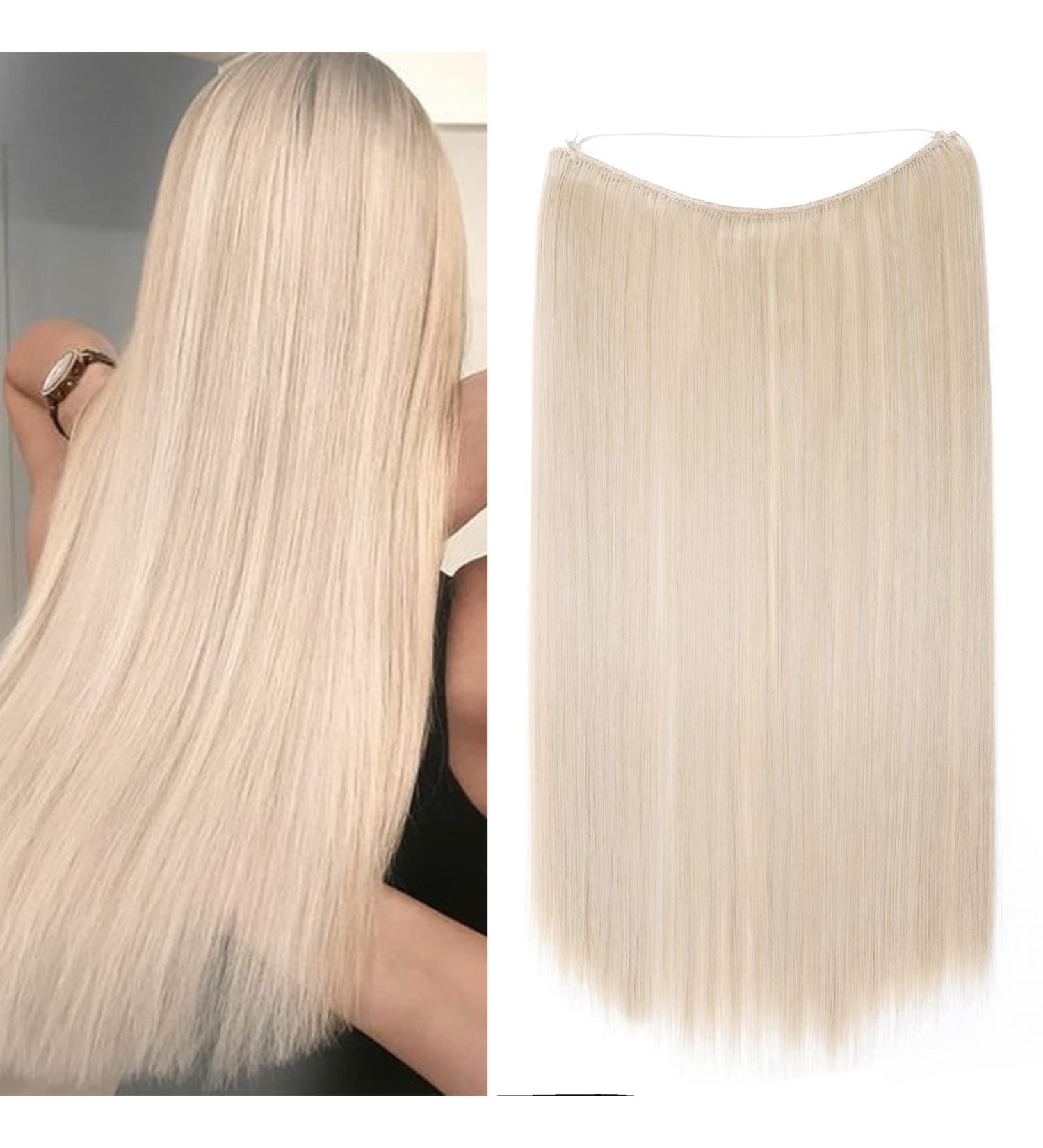 Secret Headband Wire Hair Extensions - Ombre Bleach Blonde 50cm Straight Rubber Band for Women - Buy Online on SooperMarket.com