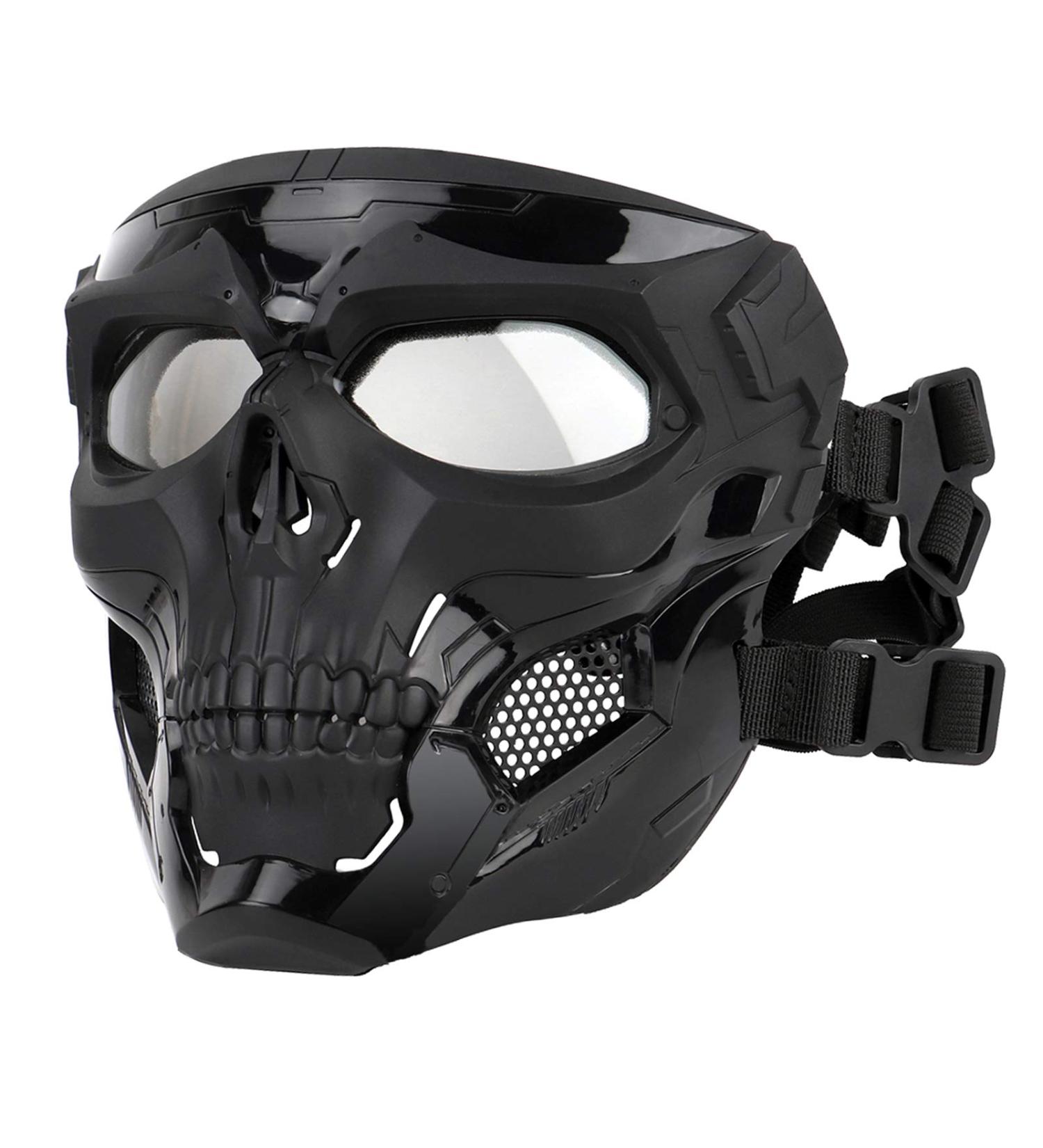 Airsoft Full Face Tactical Paintball Mask - Clear Lens for Halloween, Cosplay & CS Games - Buy Online on SooperMarket.com