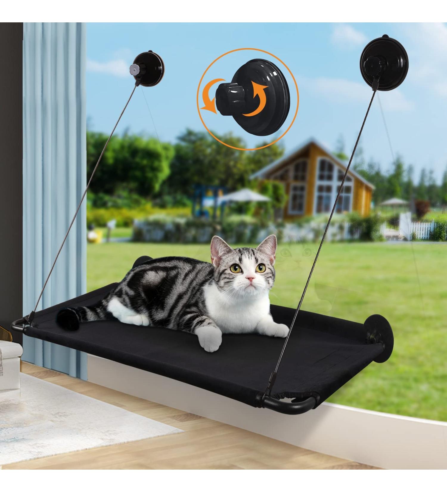 Cat Window Hammock Perch Bed for Large Cats | Upgraded Suction Cups | Black - Buy Online on SooperMarket.com