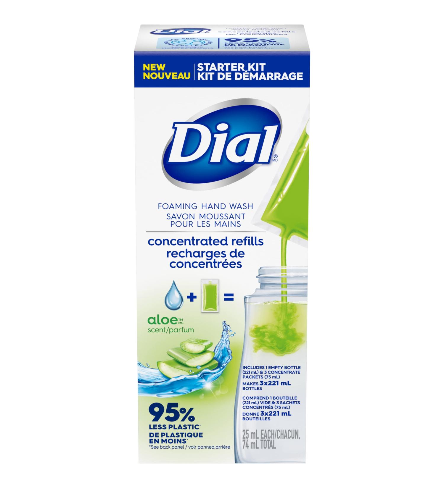 Dial Foaming Hand Wash Concentrate Starter Kit Includes Bottle and 3 Concentrated Sachets Aloe 74mL Aloe Vera 1 count (Pack of 1) - Buy Online on SooperMarket.com