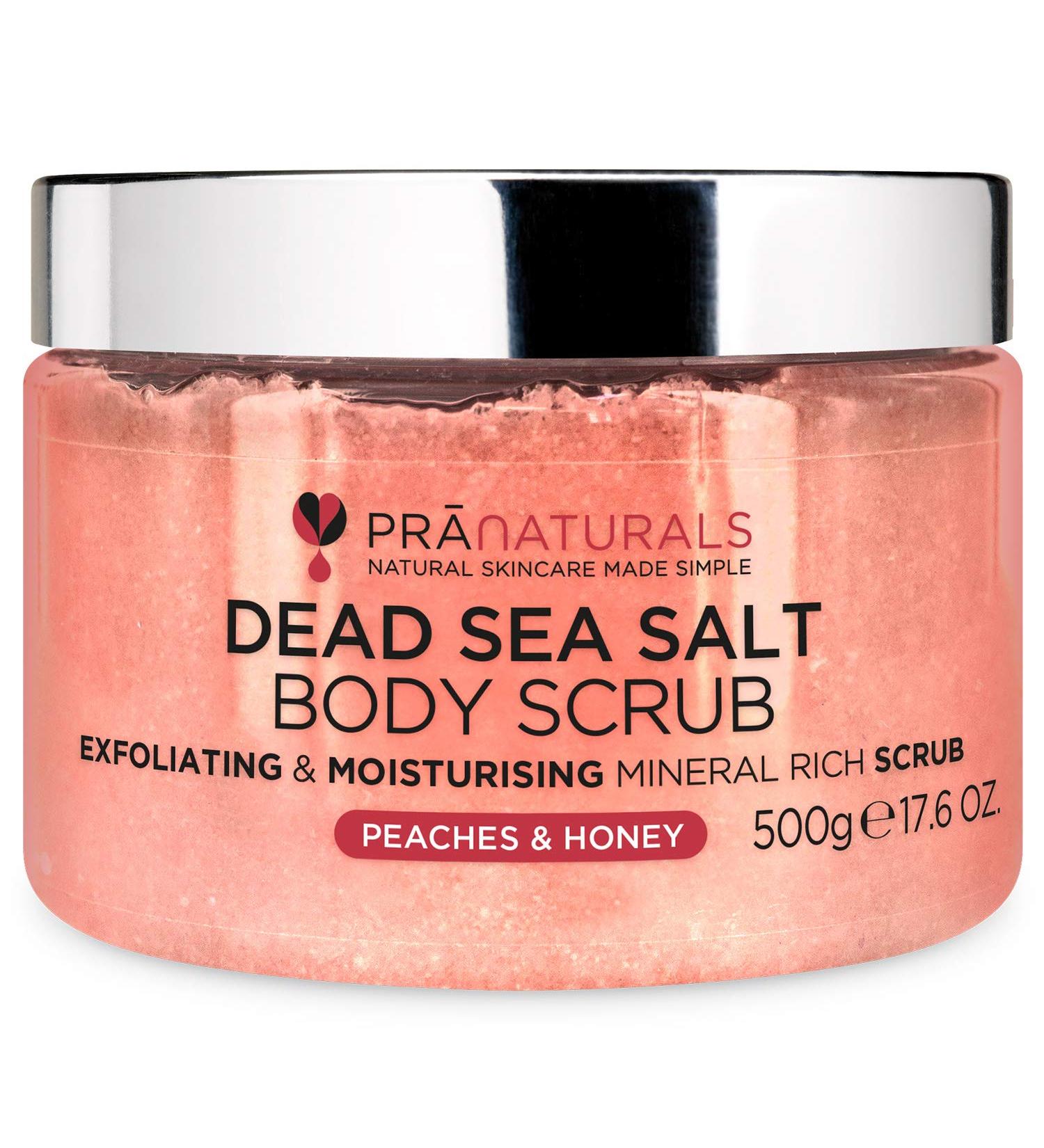 Pranatural Dead Sea Body Peeling Salt 500g - Moisturizing & Nourishing Vegan Paraben-Free - Peaches & Honey - Buy Online on SooperMarket.com