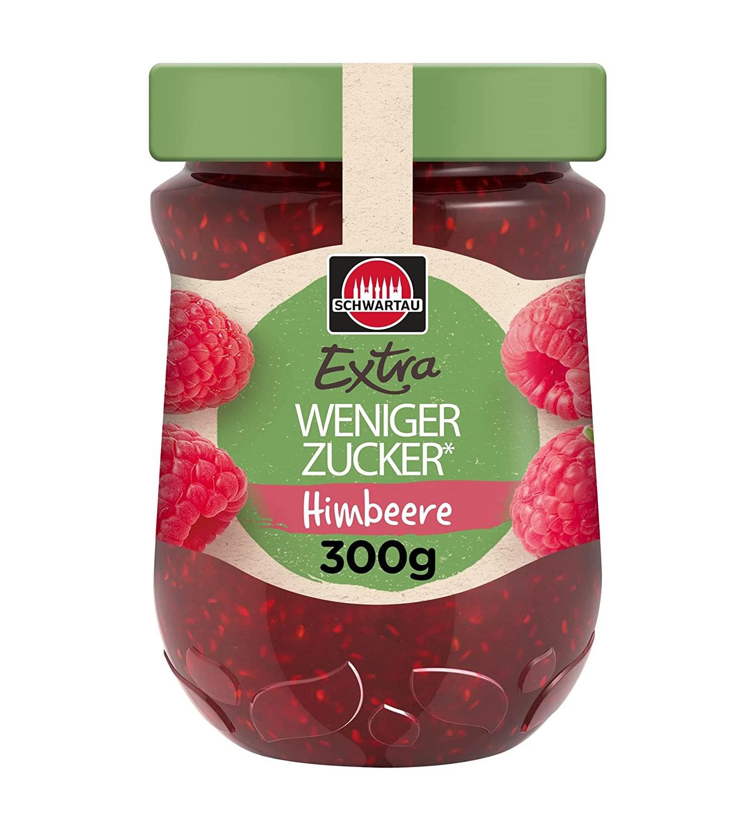 Schwartau Extra Less Sugar Raspberry Fruit Spread - Reduced Sugar 300g | Buy Internationally - Buy Online on SooperMarket.com