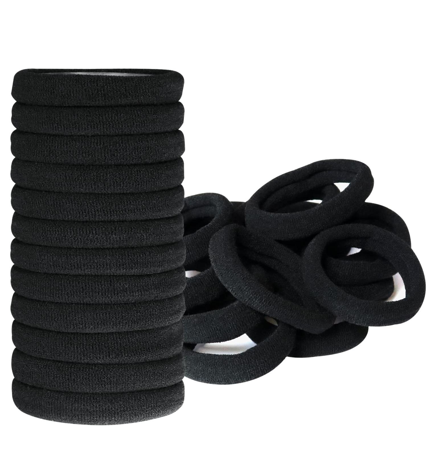 Hanyousheng Elastic Hair Bands 50 Pcs - Soft Seamless Hair Ties for Women Men Girls Kids (Black) - Buy Online on SooperMarket.com