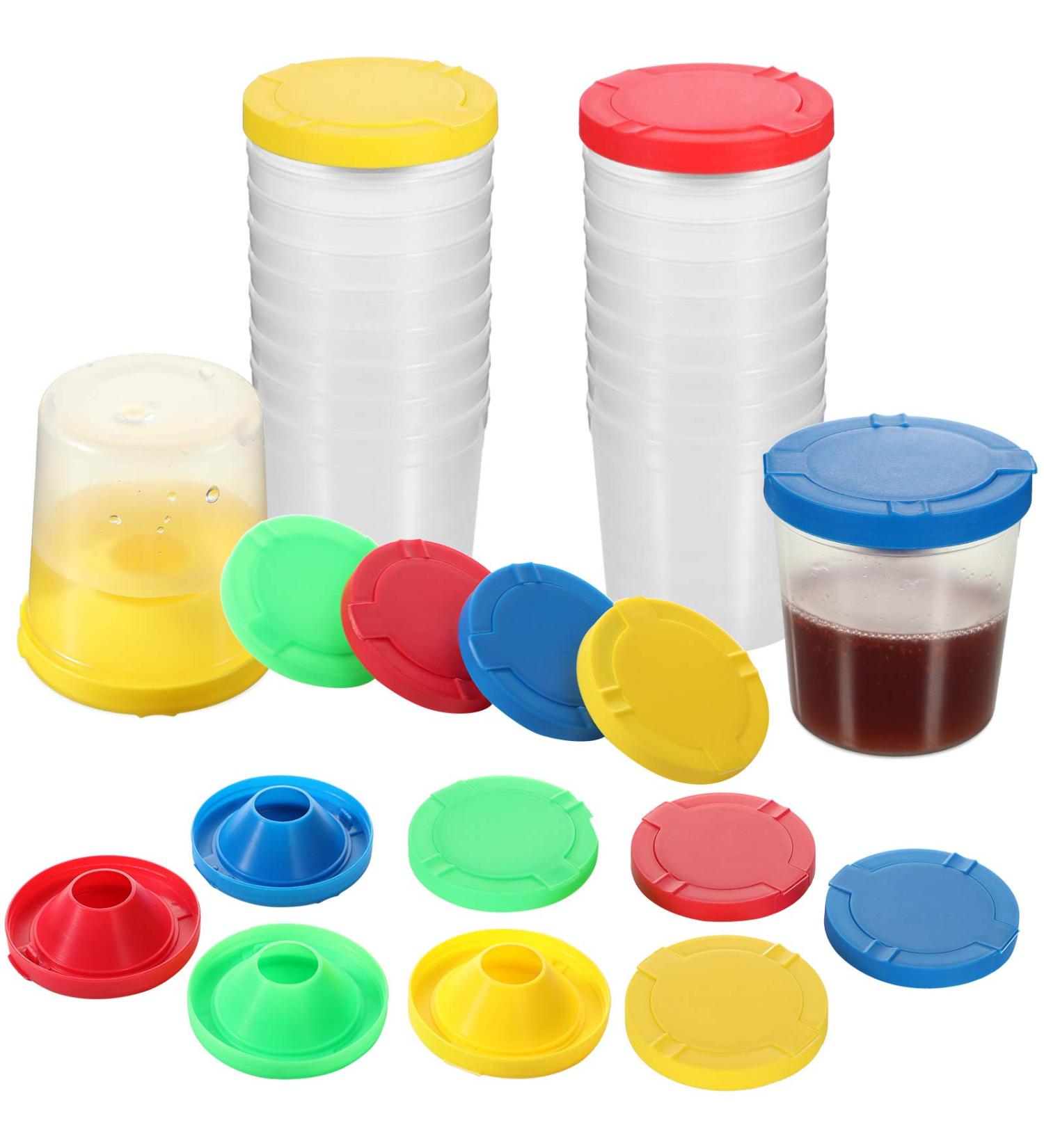 Non-Spill Paint Cups for Kids with Flip Lids - Set of 24 Assorted Colors for Art Supply, School, Classroom, Artist Studio - Buy Online on SooperMarket.com
