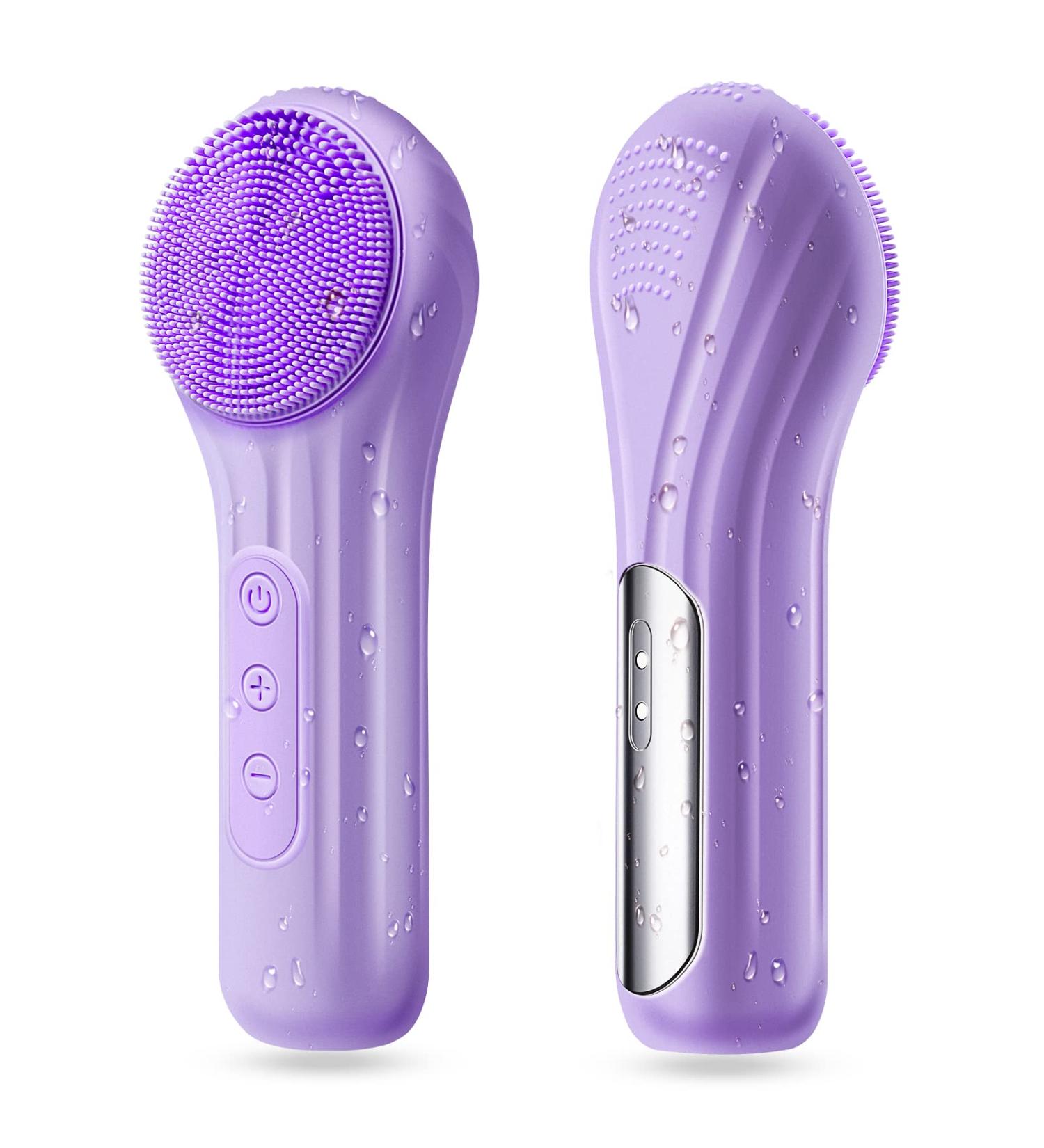 Silicone Face Scrubber Electric Facial Cleansing Brush Skincare Tools with Magnet Charger for Deep Cleaning|Gentle Exfoliating|Massaging (Purple) - Buy Online on SooperMarket.com