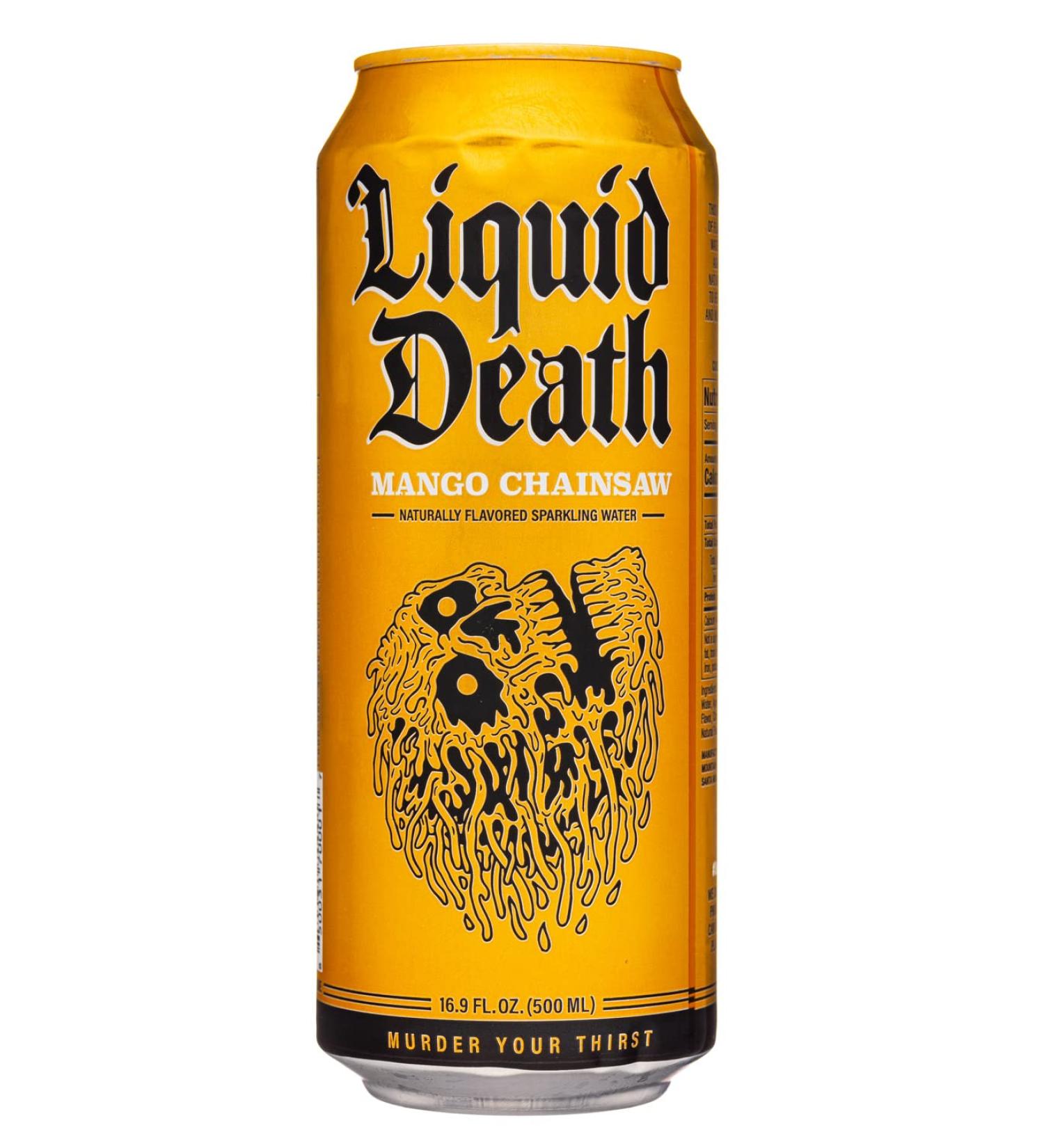 Liquid Death Sparkling Mountain Water Mango Chainsaw 1 x 500ml Can
