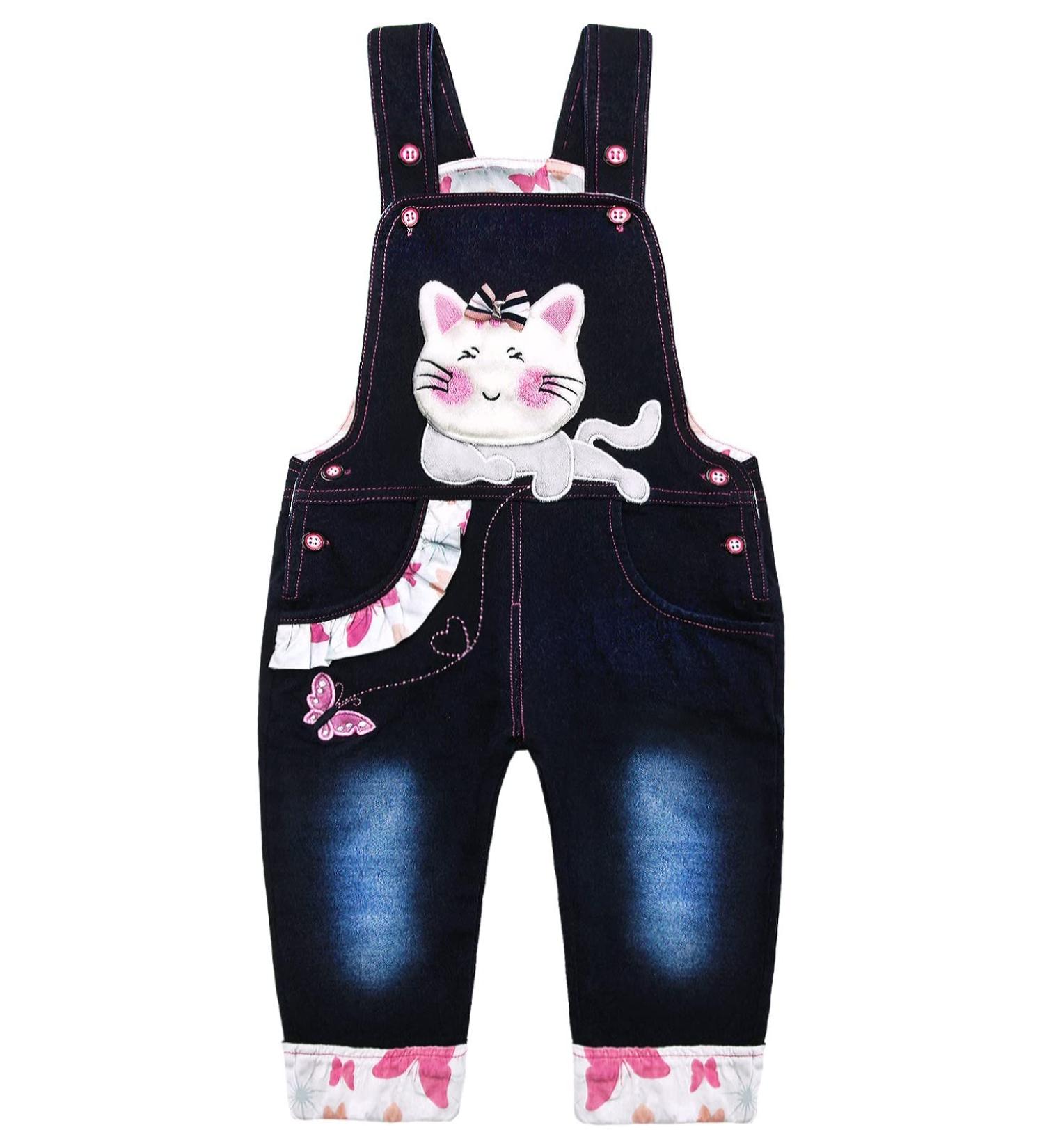 KIDSCOOL SPACE Baby Denim Overalls | 3D Cartoon Knitted Jean Dungarees | 18-24 Months Blue-6033 - Buy Online on SooperMarket.com