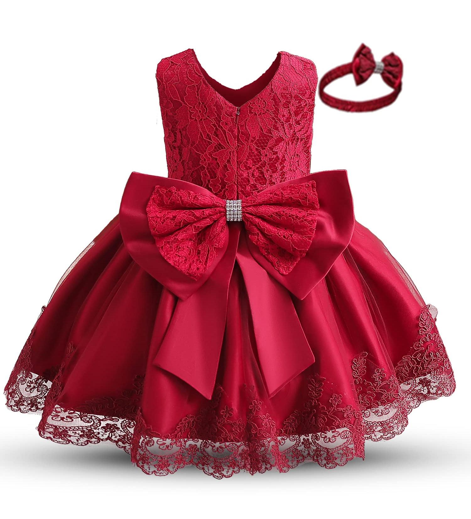 NNJXD Baby Girls Flower Princess Birthday Party Dress 648 Red-a | 6-12 Months - Buy Online on SooperMarket.com