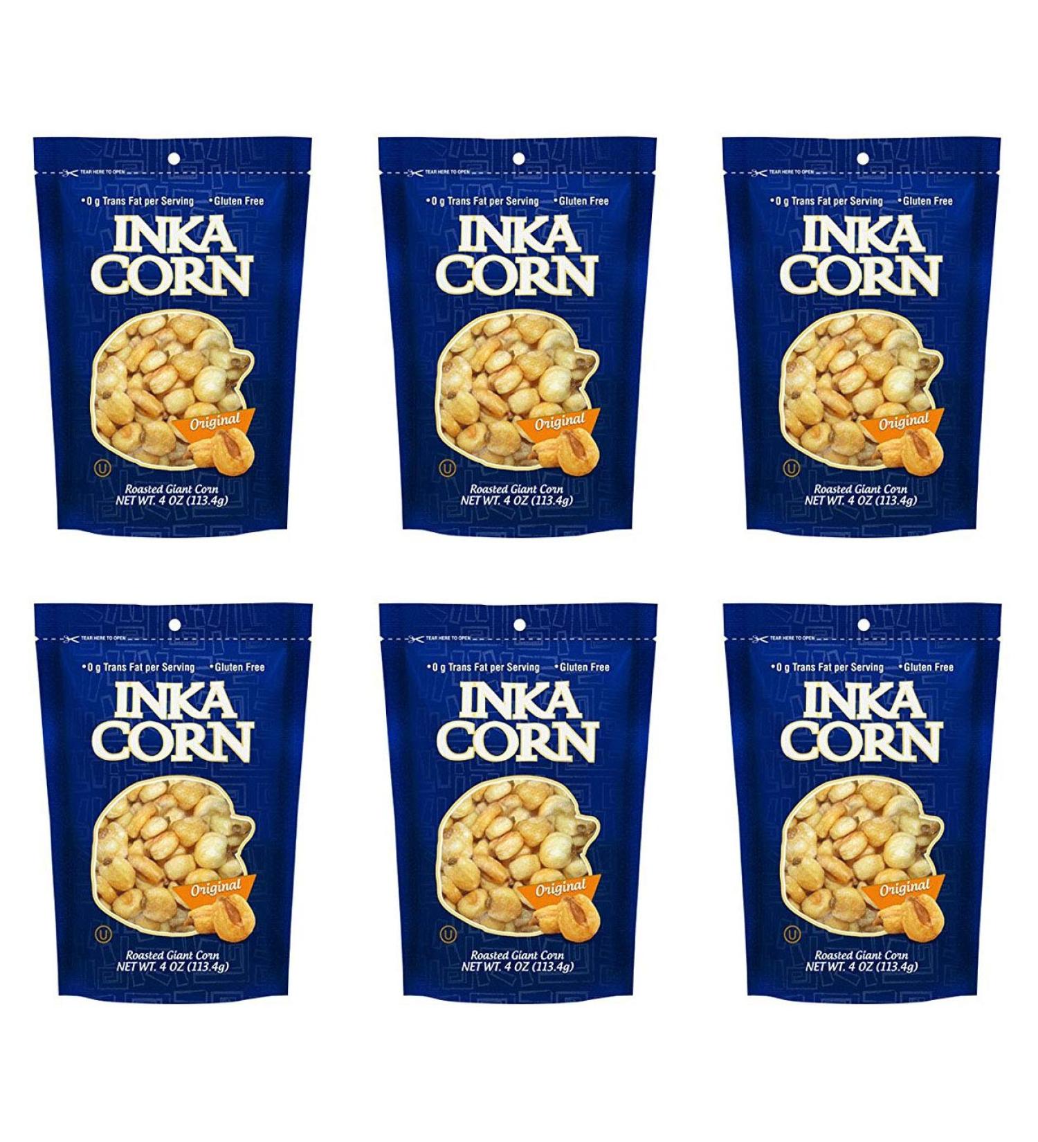 Inka Corn Nuts - Gluten Free Roasted Giant Corn, Original Flavor - 4-Ounce (Pack of 6) - Buy Online on SooperMarket.com
