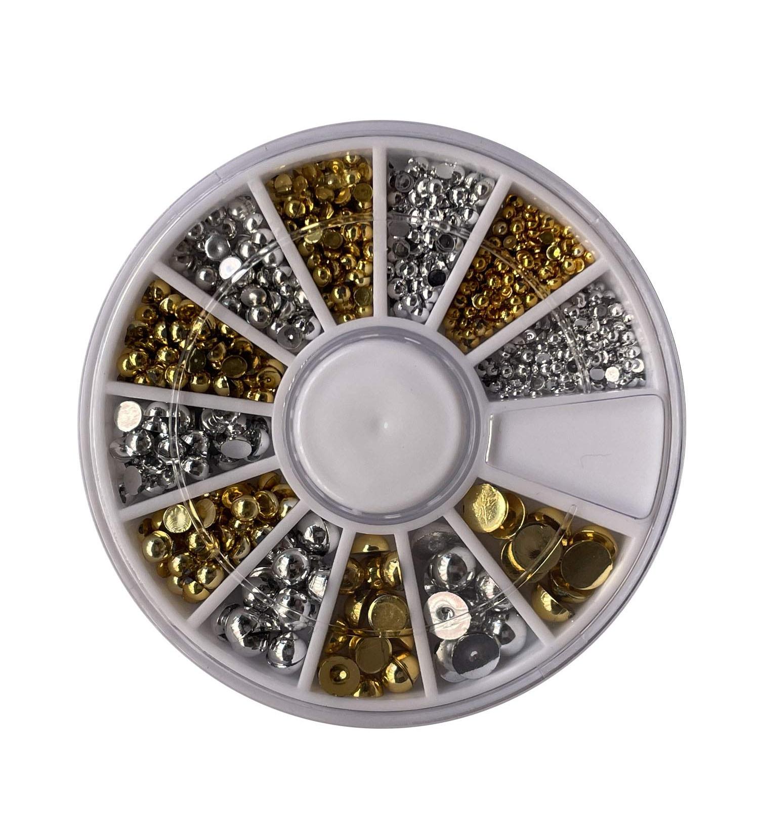 Forten 500pcs Mixed Silver Punk Half Round Rhinestones & Pearls Nail Art Decoration Kit - Buy Online on SooperMarket.com