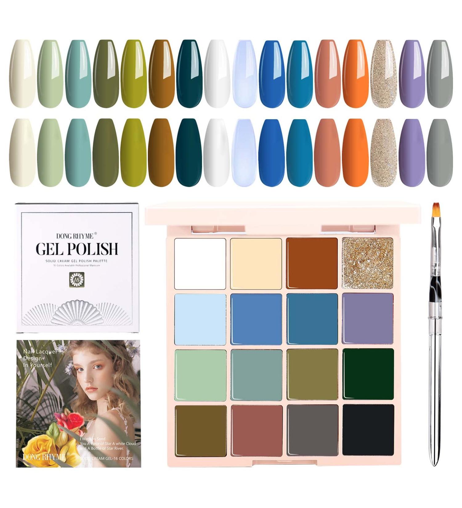 16-Color Solid Gel Nail Polish Palette - Valley Green Cream Gel & Brush Kit for Stunning Nail Art - Buy Online on SooperMarket.com