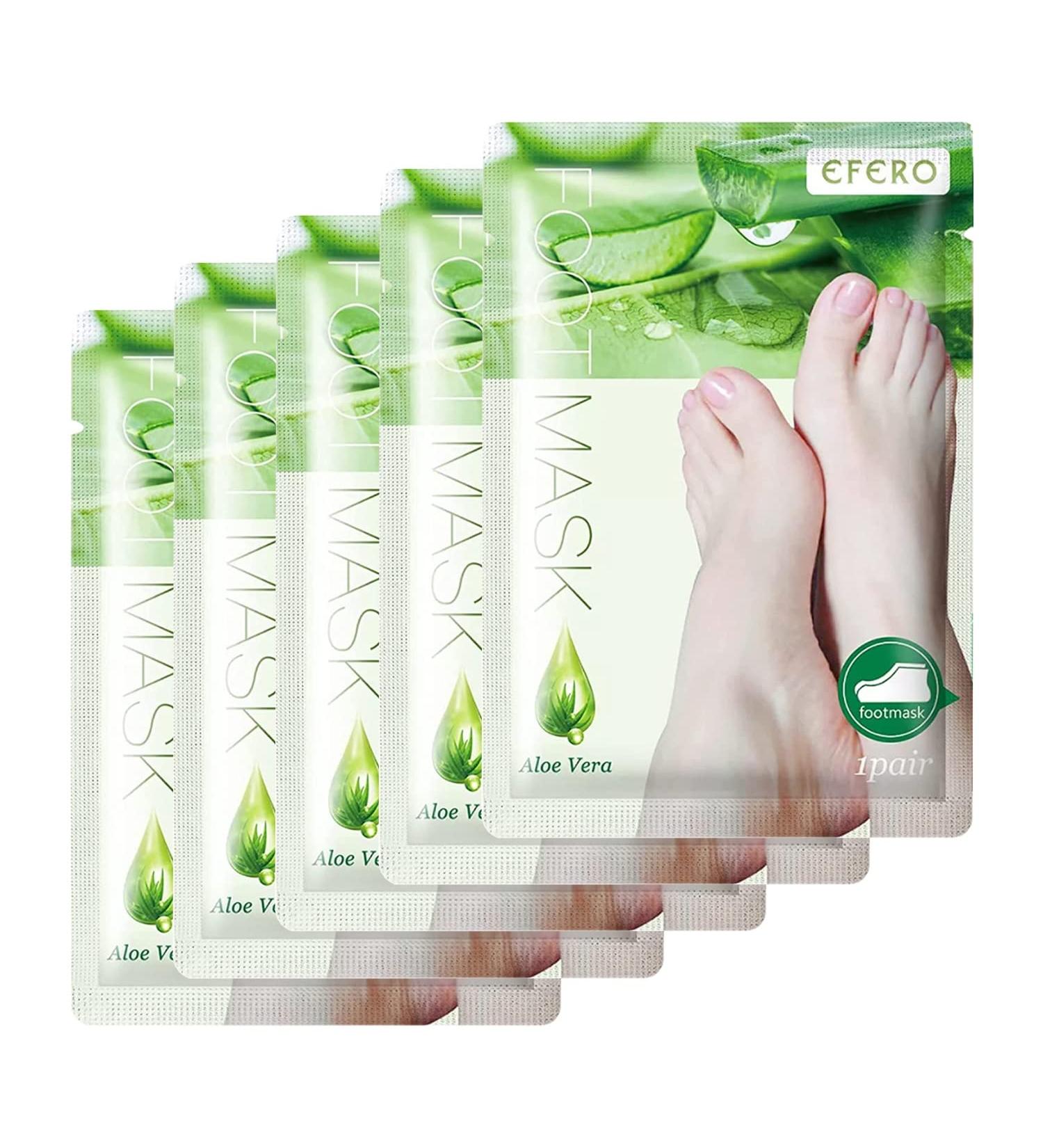 P-Beauty Aloe Vera Foot Mask Socks | 5 Pairs Peeling for Dry Cracked Skin | Moisturizing Foot Care Accessories - Buy Online on SooperMarket.com