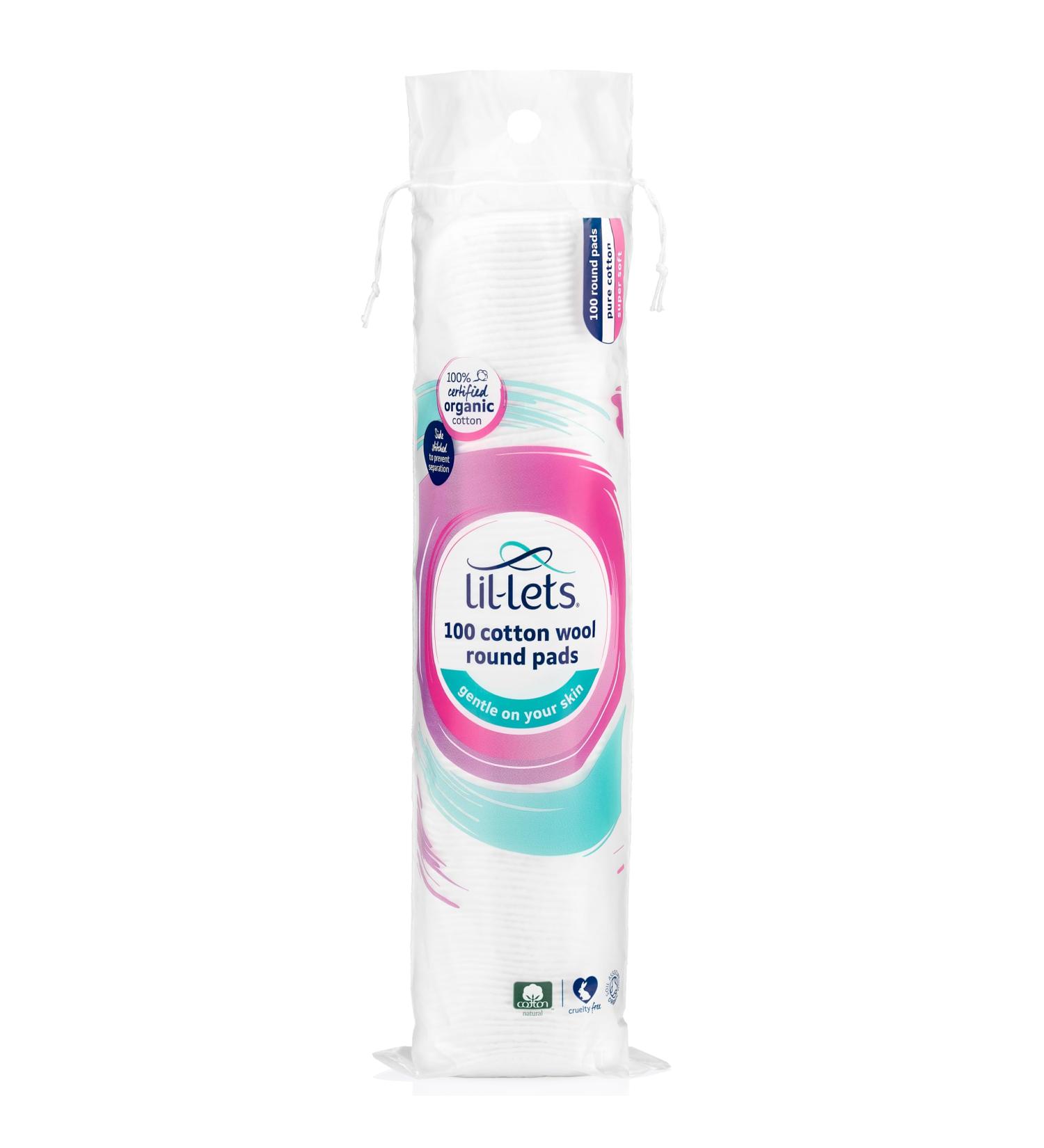 Buy Lil-Lets Certified Organic Cotton Wool Round Pads - 100% Pure Soft & Absorbent Gentle on Skin Ideal for Sensitive Skin - Pack of 100 - Buy Online on SooperMarket.com