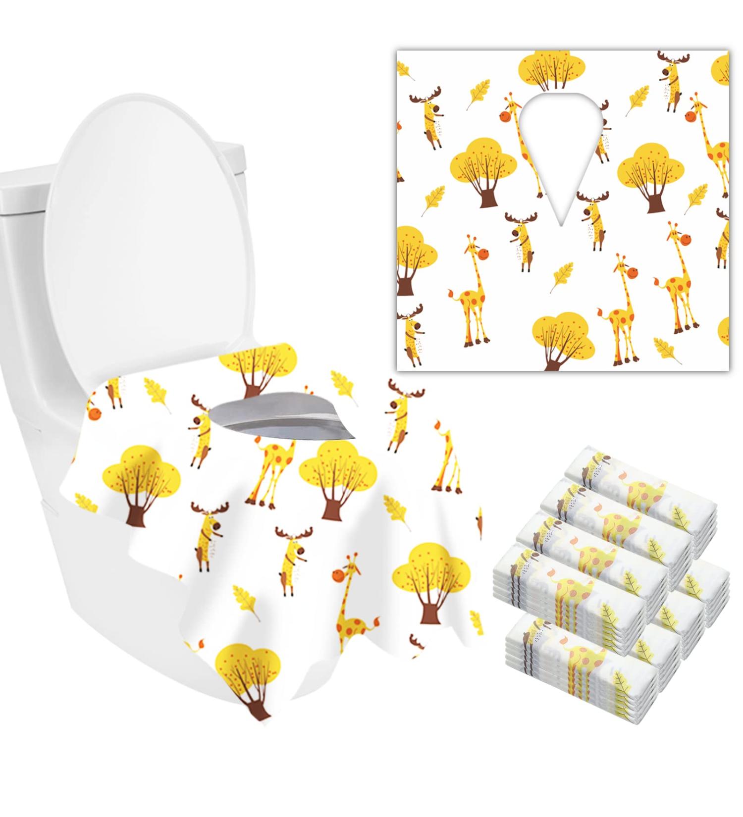 40-Pack Disposable Toilet Seat Covers - BABEnjoy Giraffe Pattern Extra Large - Ideal for Kids, Toddlers, and Adults - Potty Training, Public Bathrooms, Airplanes - Buy Online on SooperMarket.com