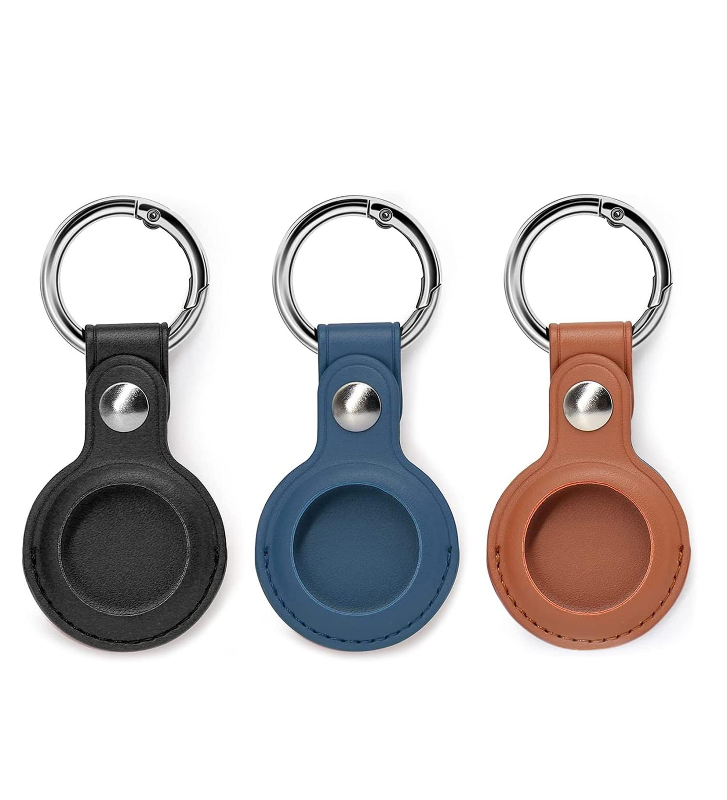 BRRAAVEES AirTag Keychain Holder - Anti-Lost PU Leather Case (3 Pack) - Pet Tracking Compatible - Buy Online on SooperMarket.com