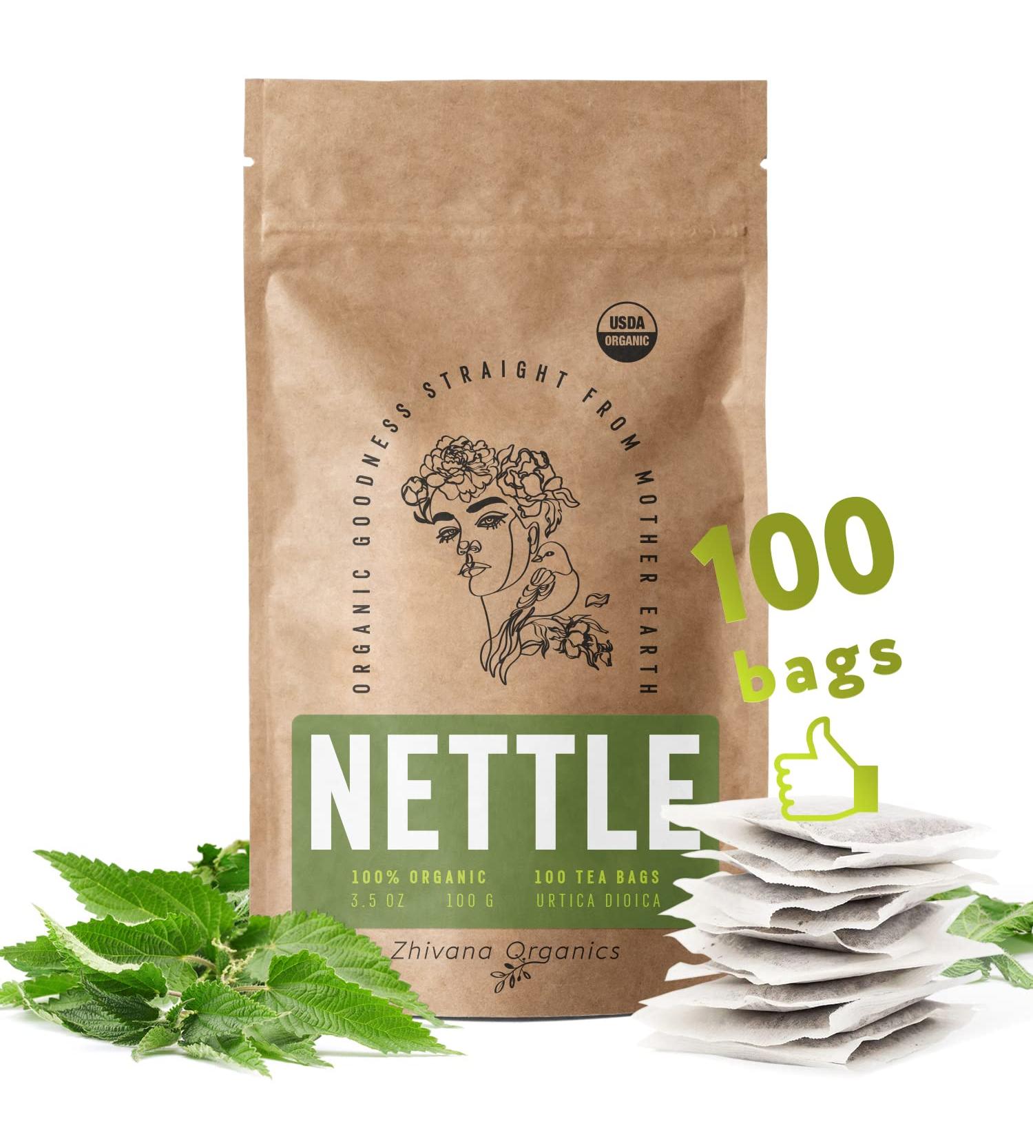 Organic Stinging Nettle Tea - 100 Bags - Joint & Blood Sugar Support, Allergy Relief - Urtica Tea - Buy Online on SooperMarket.com